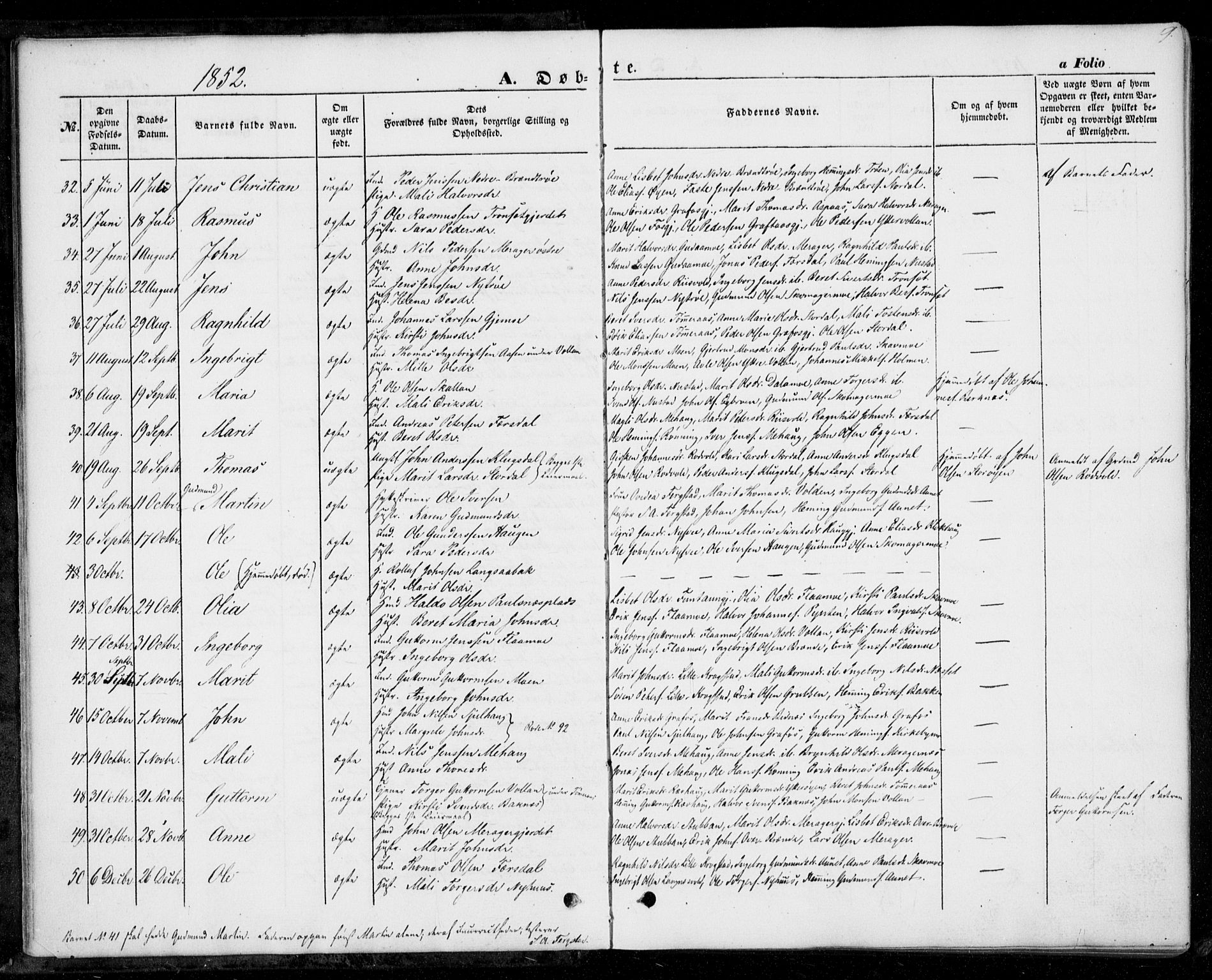 Ministerialprotokoller, klokkerbøker og fødselsregistre - Nord-Trøndelag, AV/SAT-A-1458/706/L0040: Parish register (official) no. 706A01, 1850-1861, p. 9