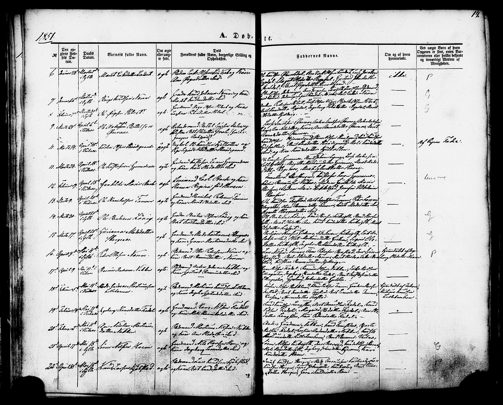 Ministerialprotokoller, klokkerbøker og fødselsregistre - Møre og Romsdal, AV/SAT-A-1454/539/L0529: Parish register (official) no. 539A02, 1848-1872, p. 14