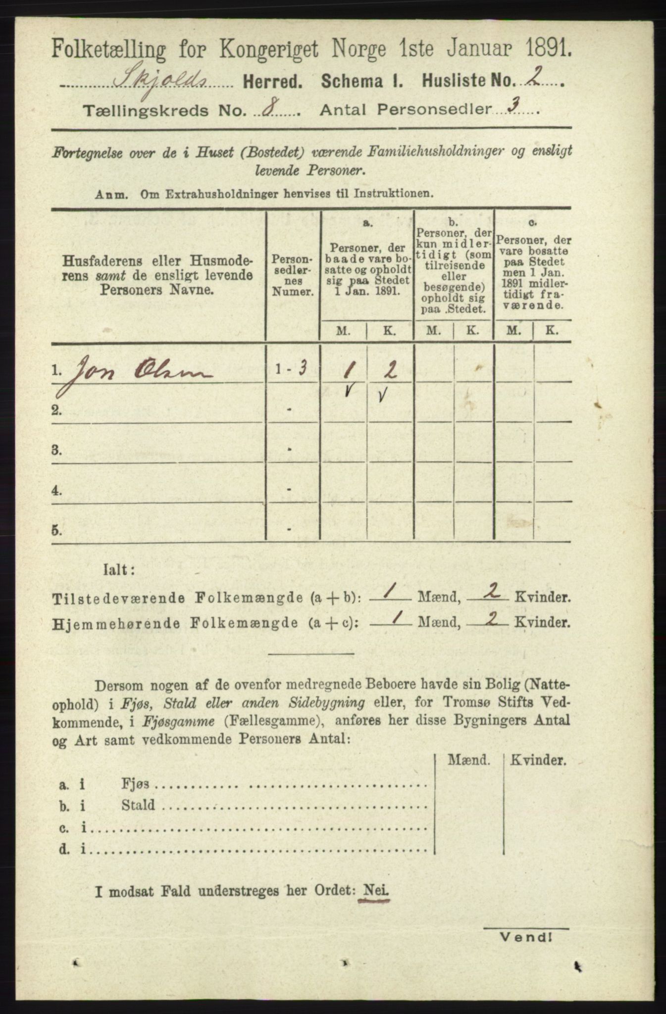 RA, 1891 census for 1154 Skjold, 1891, p. 1569