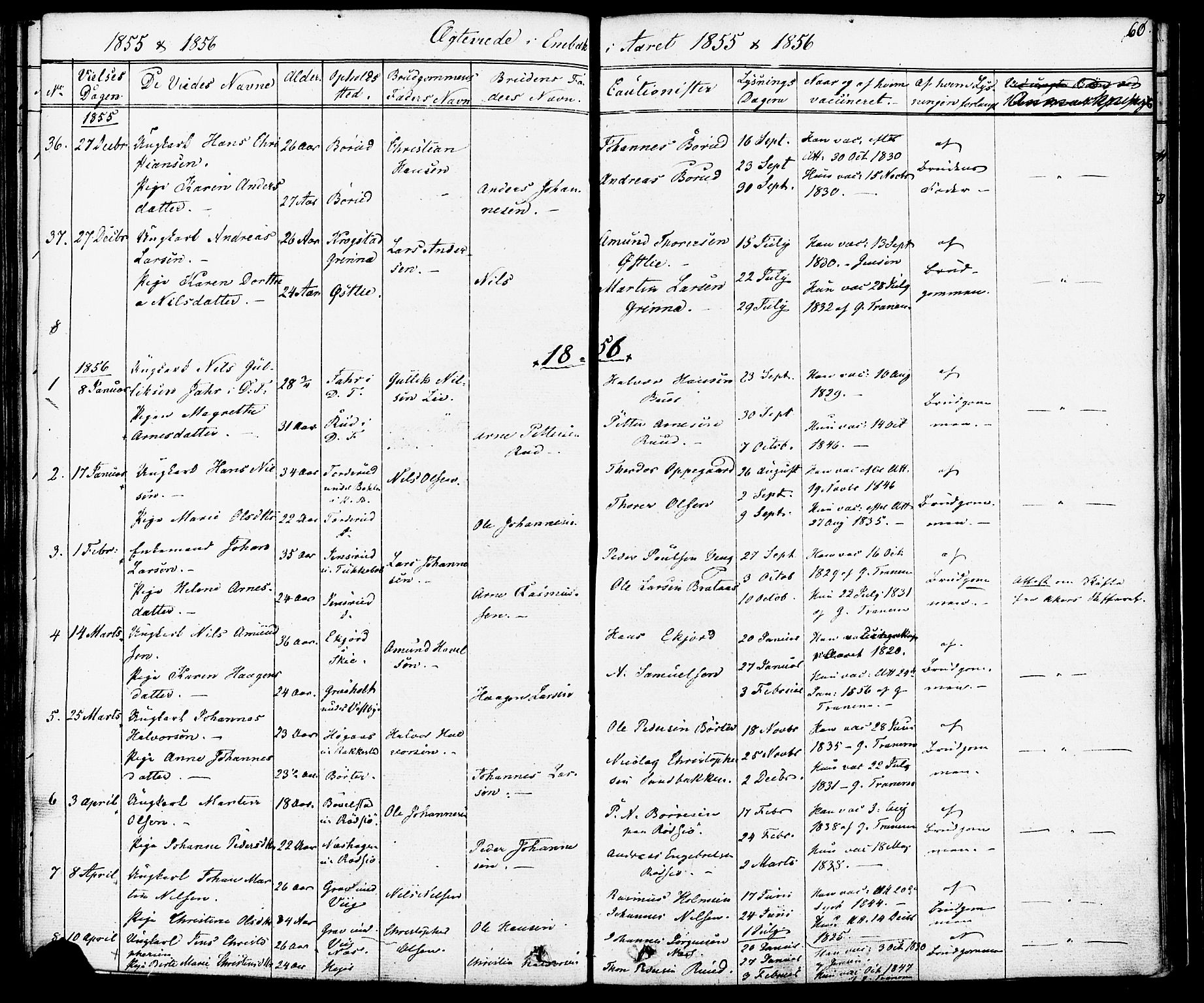 Enebakk prestekontor Kirkebøker, AV/SAO-A-10171c/F/Fa/L0012: Parish register (official) no. I 12, 1832-1882, p. 60