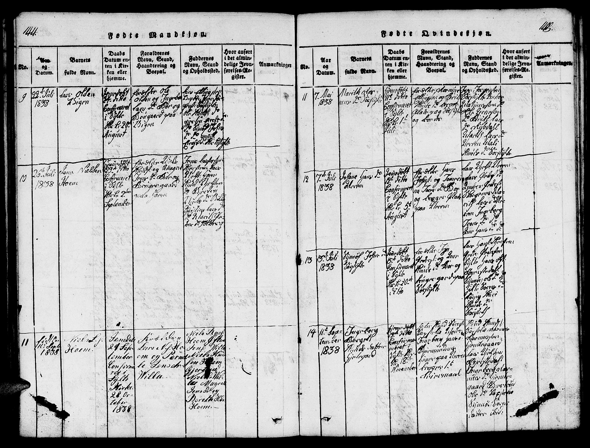 Ministerialprotokoller, klokkerbøker og fødselsregistre - Møre og Romsdal, SAT/A-1454/541/L0546: Parish register (copy) no. 541C01, 1818-1856, p. 144-145