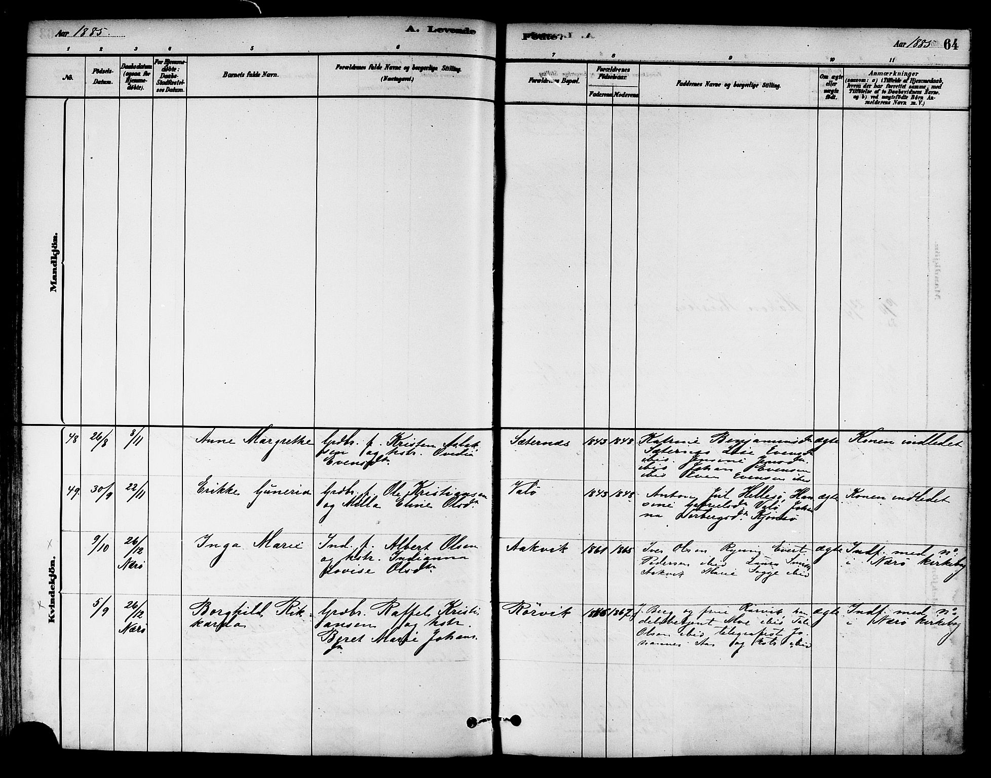 Ministerialprotokoller, klokkerbøker og fødselsregistre - Nord-Trøndelag, AV/SAT-A-1458/786/L0686: Parish register (official) no. 786A02, 1880-1887, p. 64