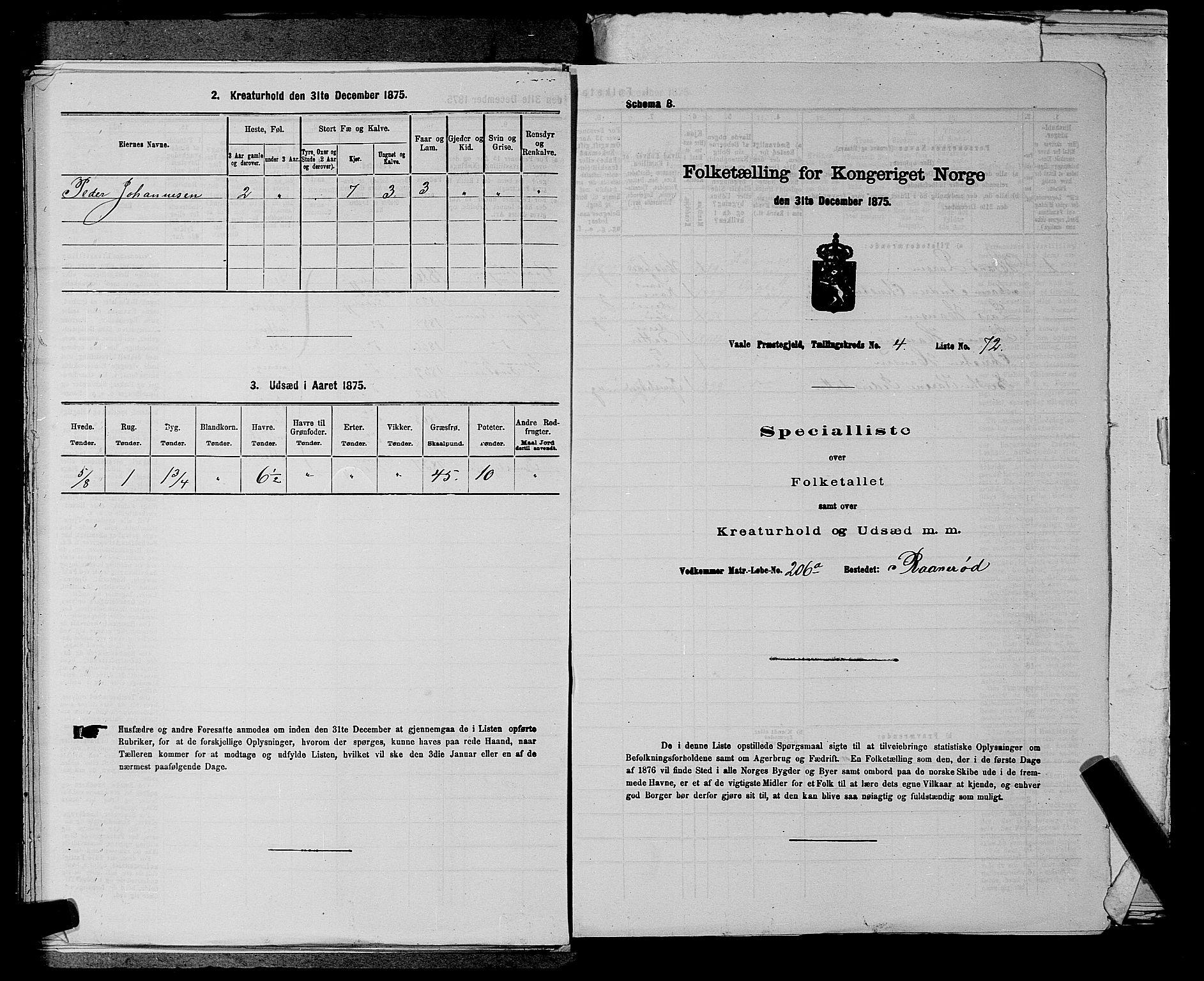 SAKO, 1875 census for 0716P Våle, 1875, p. 665