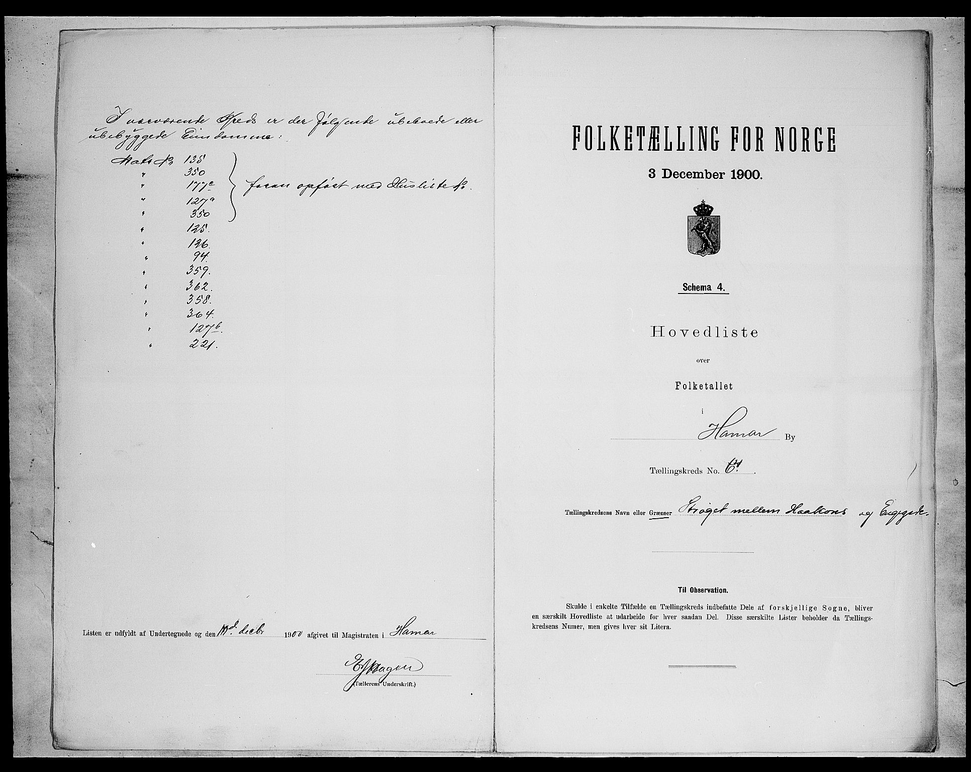 SAH, 1900 census for Hamar, 1900, p. 23