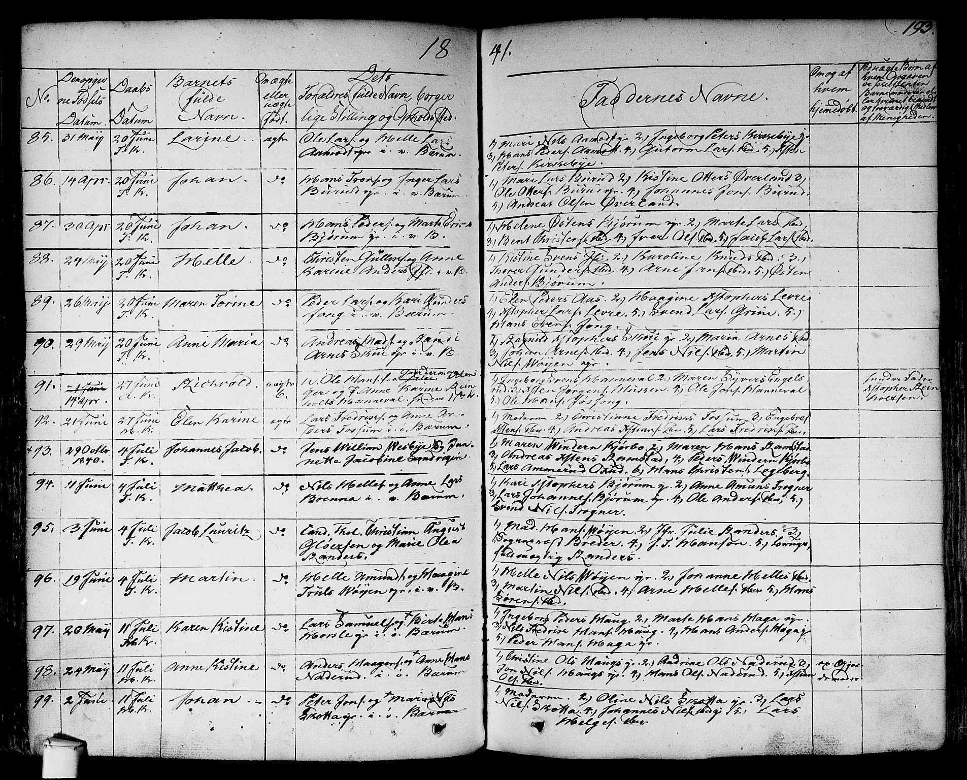 Asker prestekontor Kirkebøker, SAO/A-10256a/F/Fa/L0007: Parish register (official) no. I 7, 1825-1864, p. 193