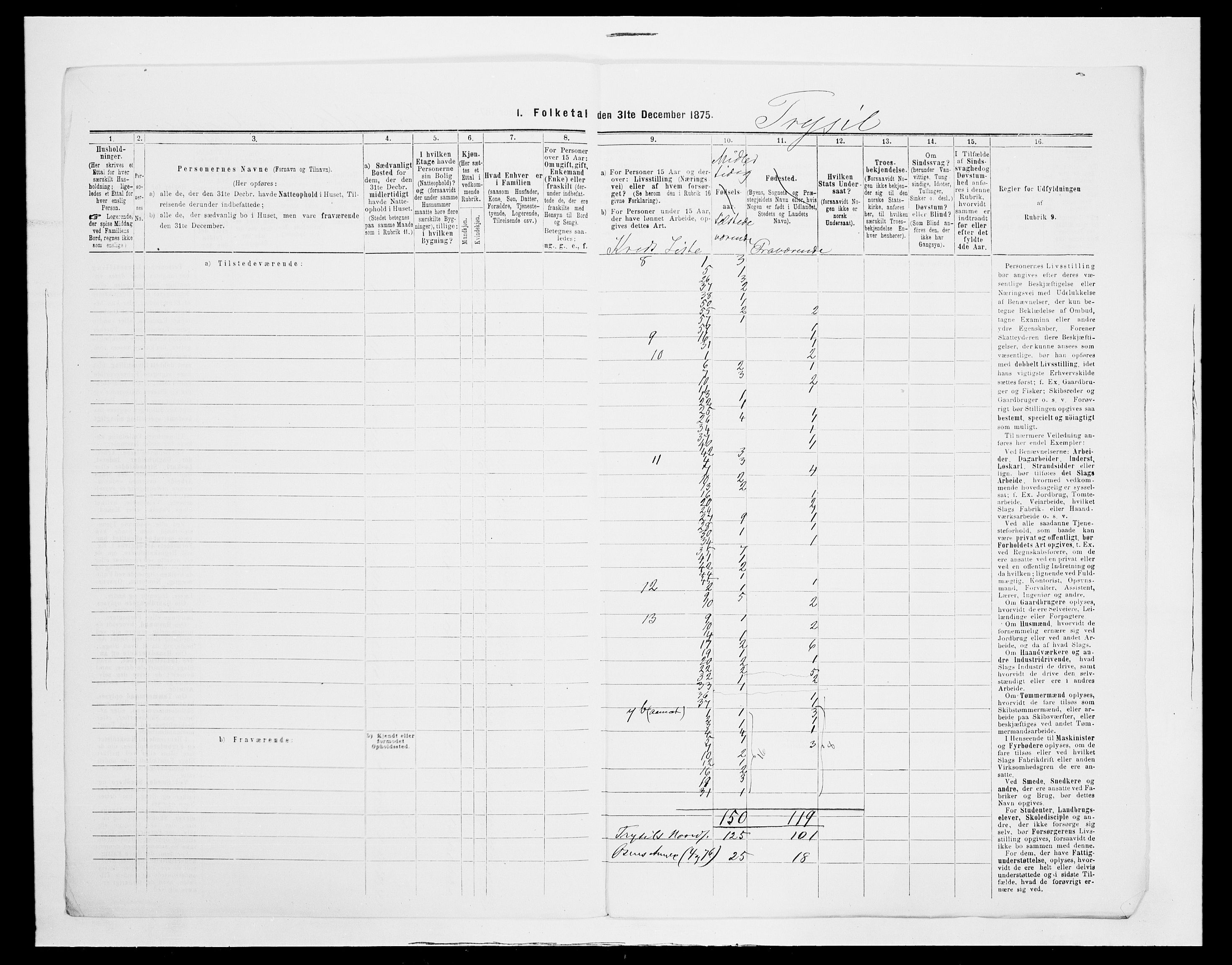 SAH, 1875 census for 0428P Trysil, 1875, p. 16