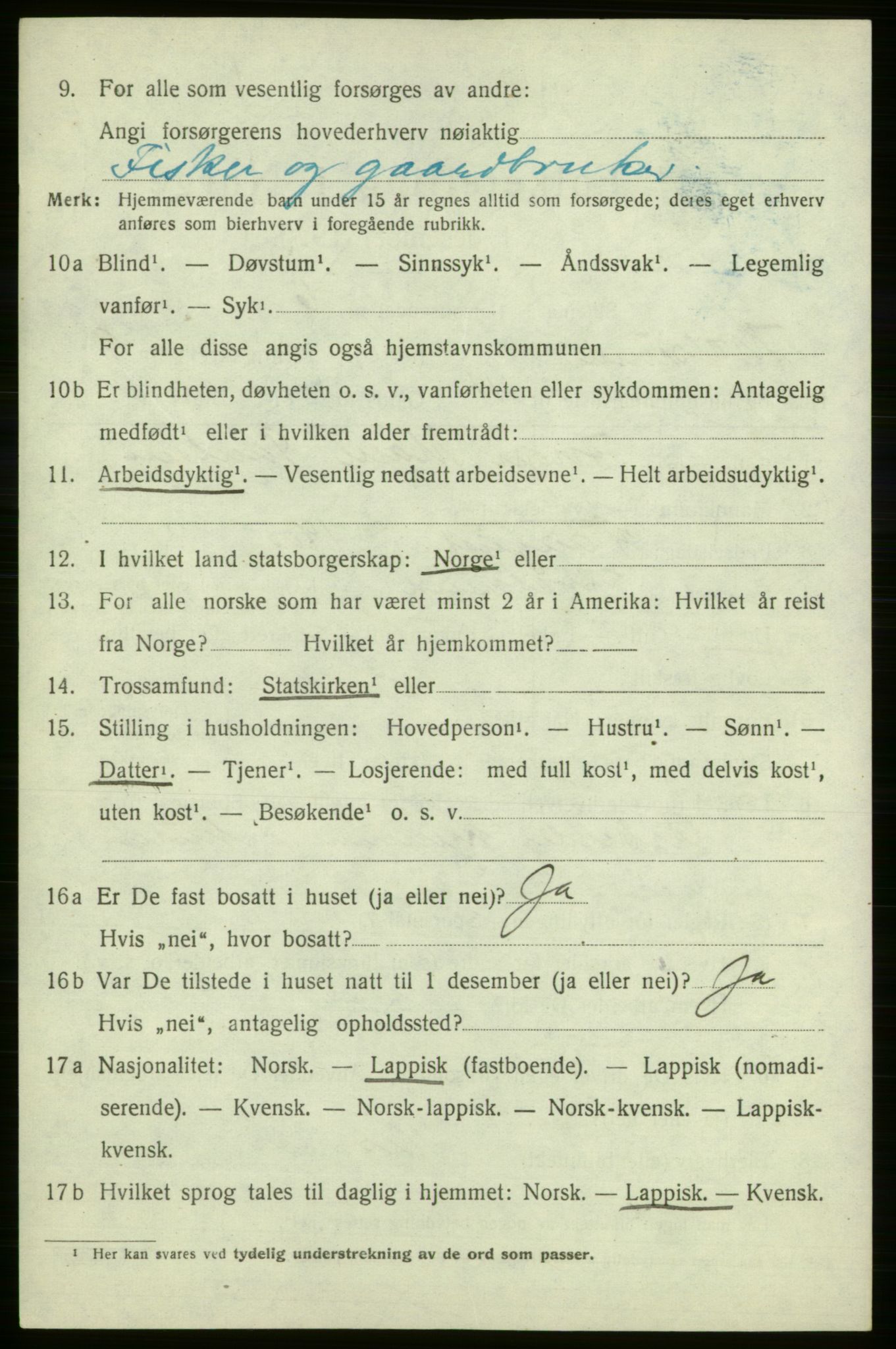 SATØ, 1920 census for , 1920, p. 2897