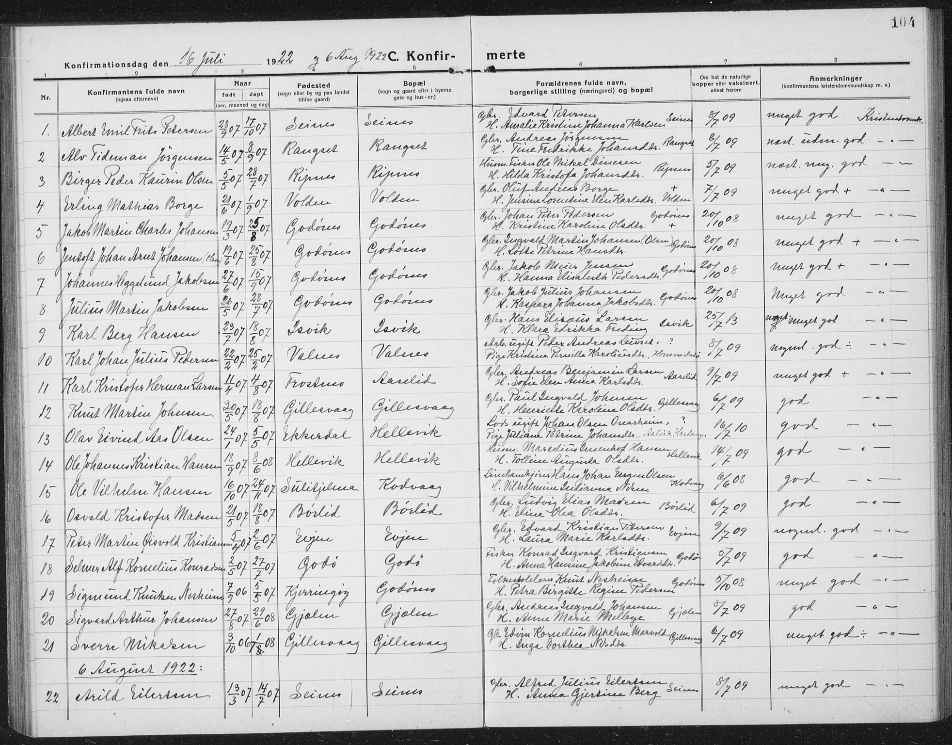 Ministerialprotokoller, klokkerbøker og fødselsregistre - Nordland, SAT/A-1459/804/L0089: Parish register (copy) no. 804C02, 1918-1935, p. 104