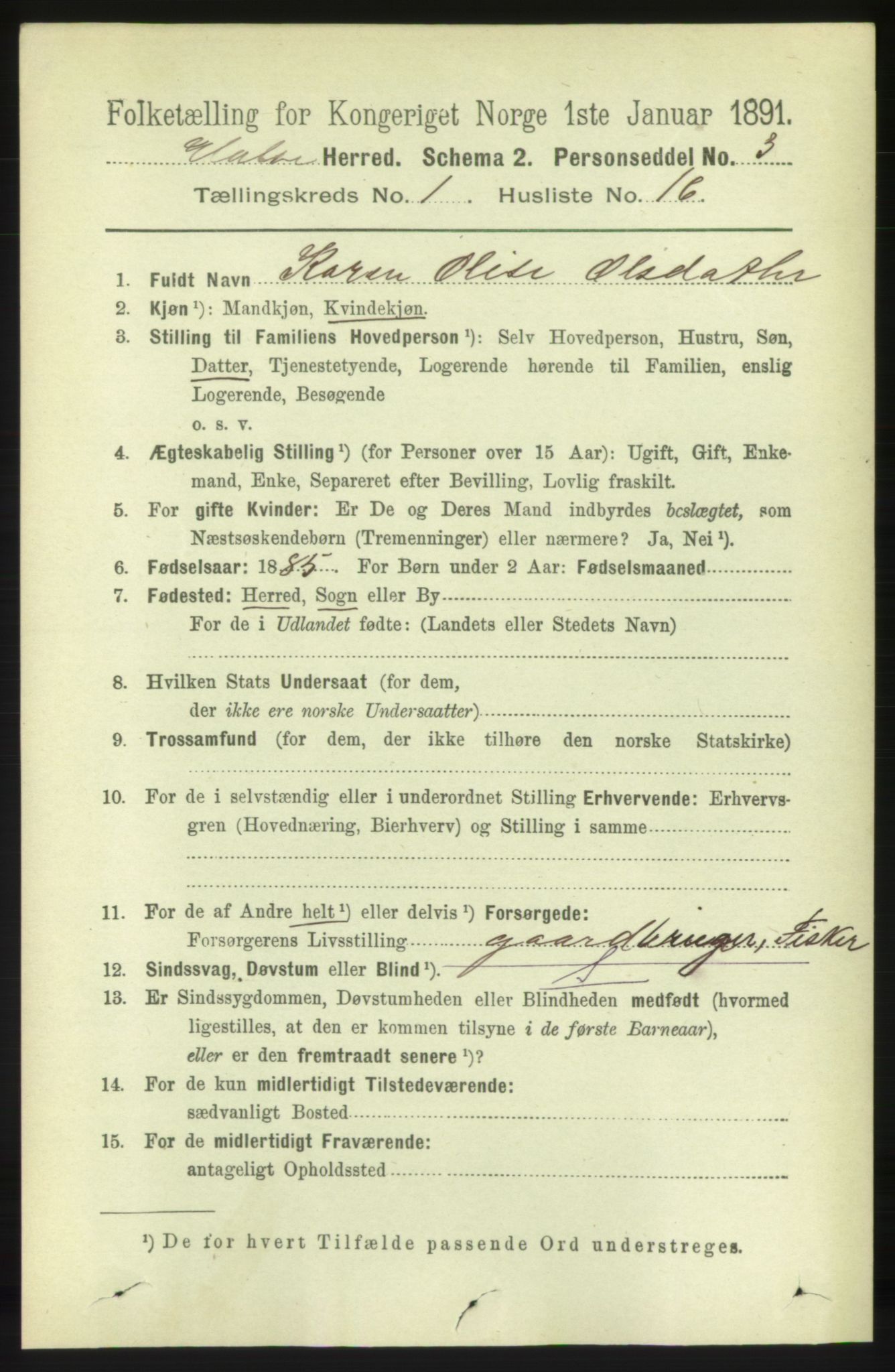 RA, 1891 census for 1571 Halsa, 1891, p. 170