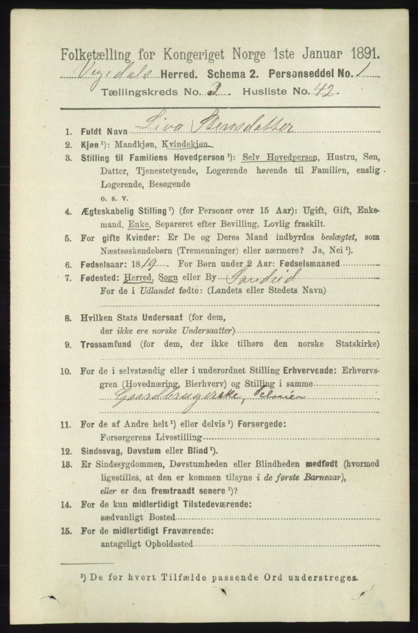 RA, 1891 census for 1157 Vikedal, 1891, p. 882