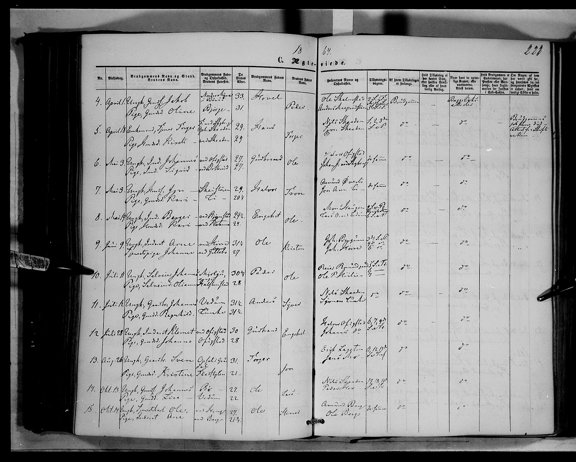 Øyer prestekontor, SAH/PREST-084/H/Ha/Haa/L0006: Parish register (official) no. 6, 1858-1874, p. 222