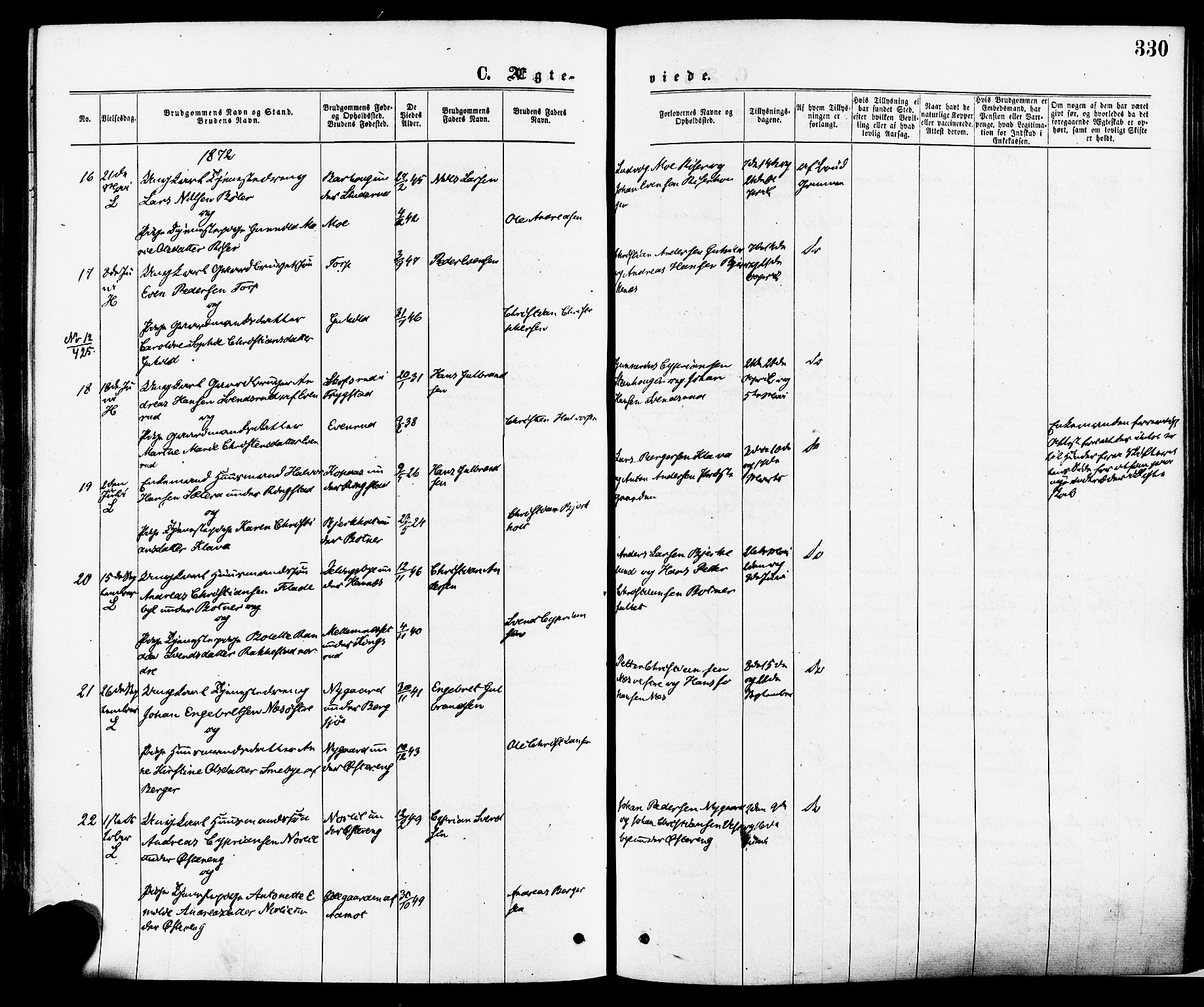 Høland prestekontor Kirkebøker, AV/SAO-A-10346a/F/Fa/L0012.a: Parish register (official) no. I 12A, 1869-1879, p. 330