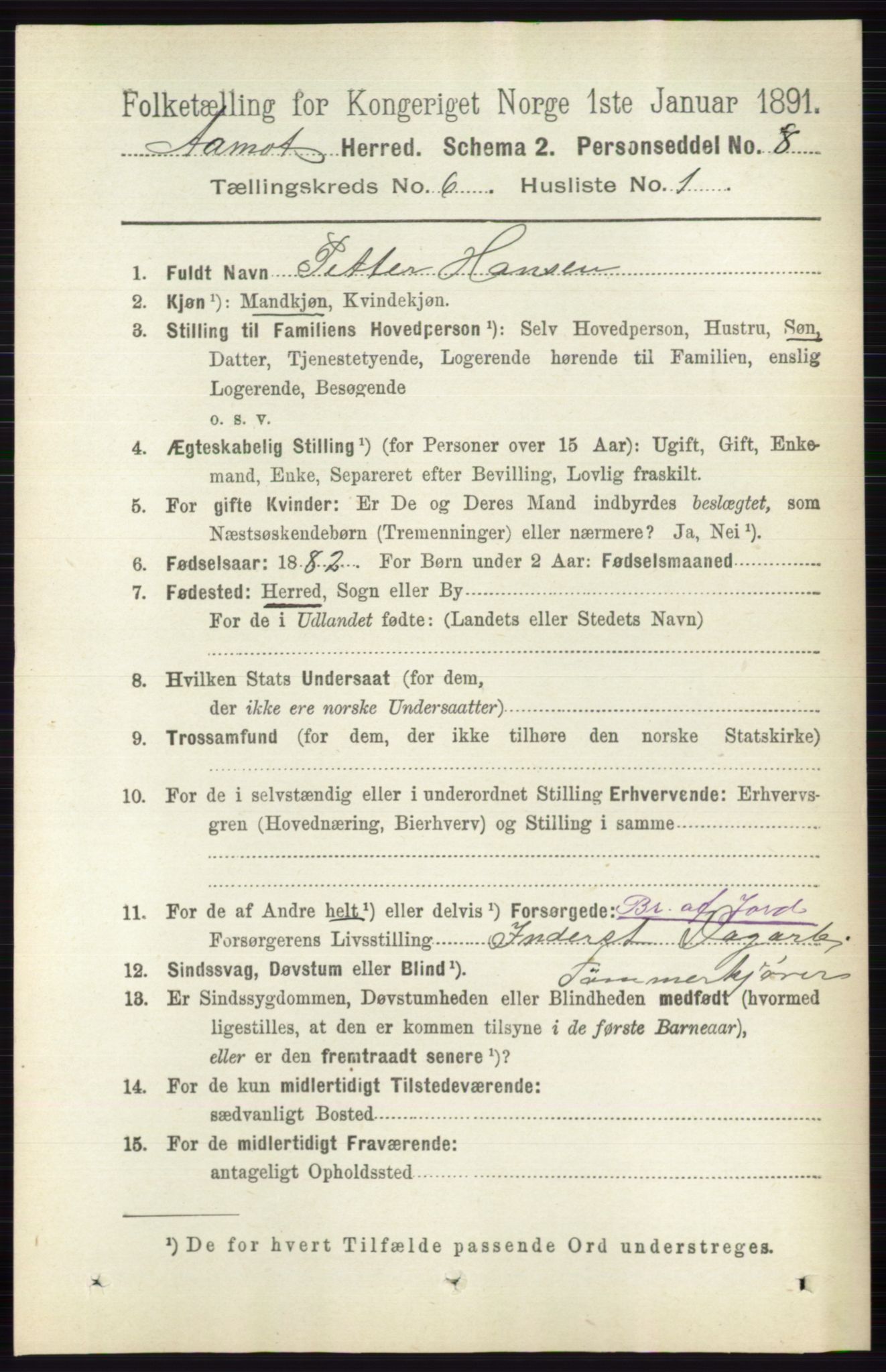 RA, 1891 census for 0429 Åmot, 1891, p. 2765