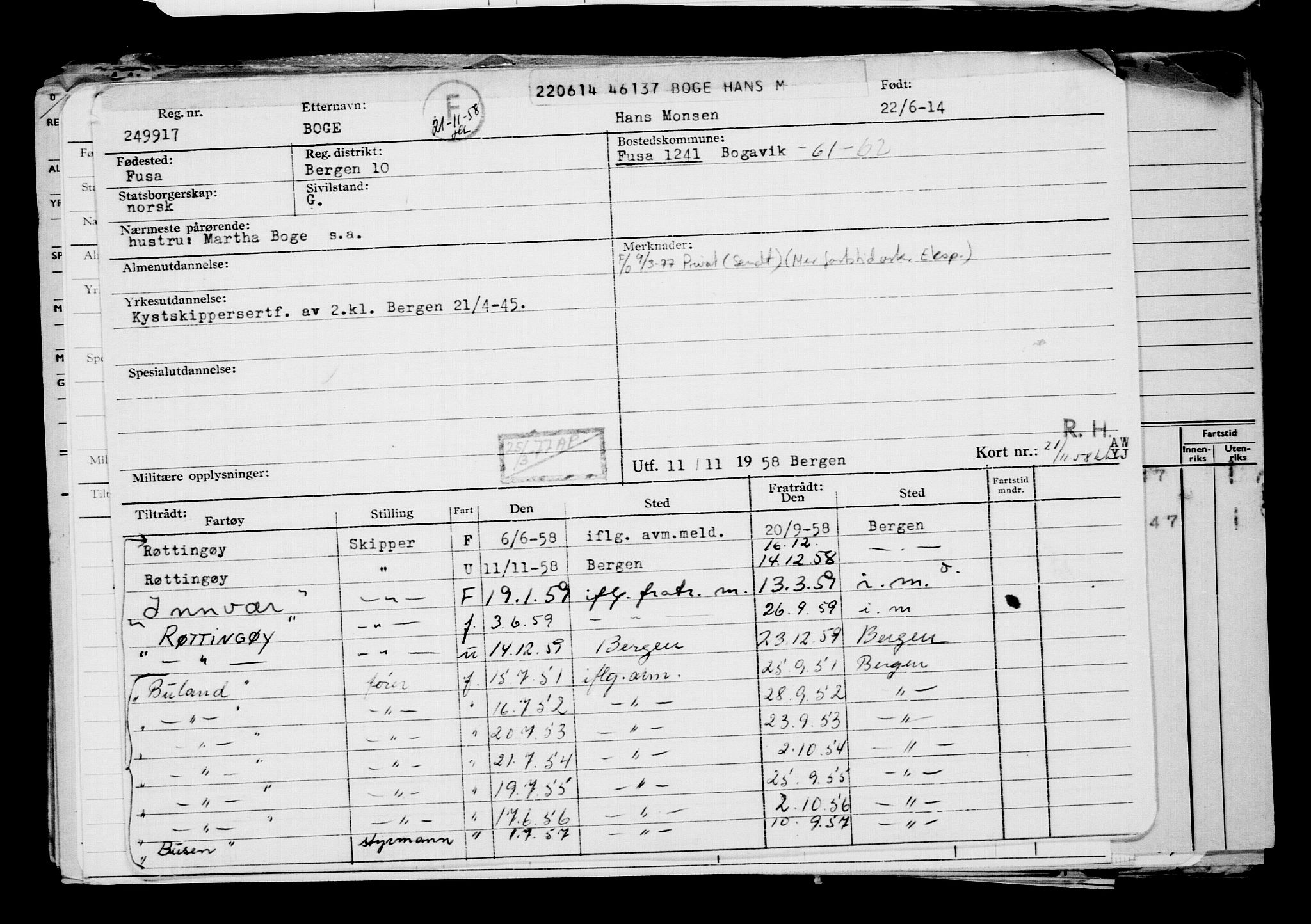 Direktoratet for sjømenn, RA/S-3545/G/Gb/L0122: Hovedkort, 1914, p. 23