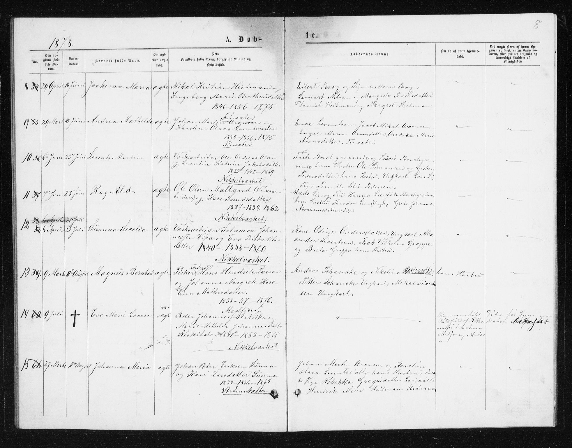 Berg sokneprestkontor, AV/SATØ-S-1318/G/Ga/Gab/L0016klokker: Parish register (copy) no. 16, 1877-1880, p. 8