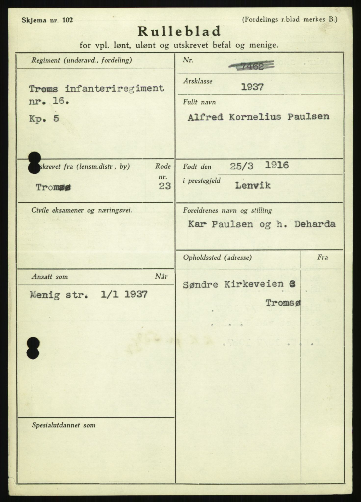 Forsvaret, Troms infanteriregiment nr. 16, AV/RA-RAFA-3146/P/Pa/L0021: Rulleblad for regimentets menige mannskaper, årsklasse 1937, 1937, p. 981