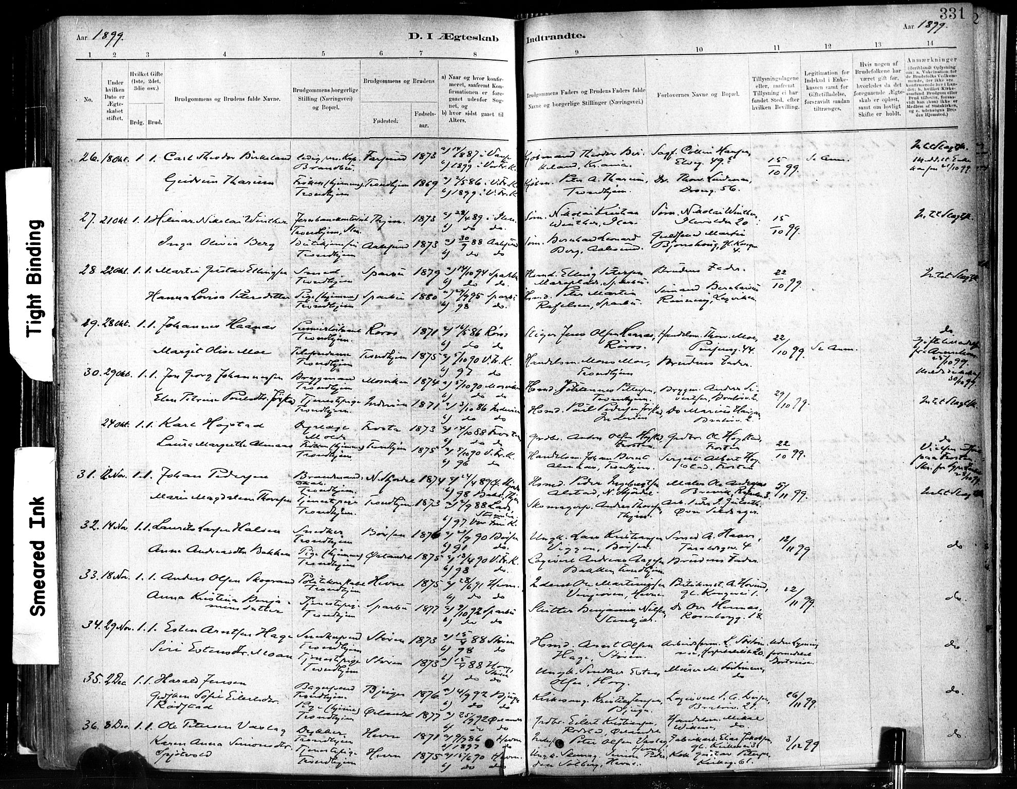 Ministerialprotokoller, klokkerbøker og fødselsregistre - Sør-Trøndelag, SAT/A-1456/602/L0119: Parish register (official) no. 602A17, 1880-1901, p. 331