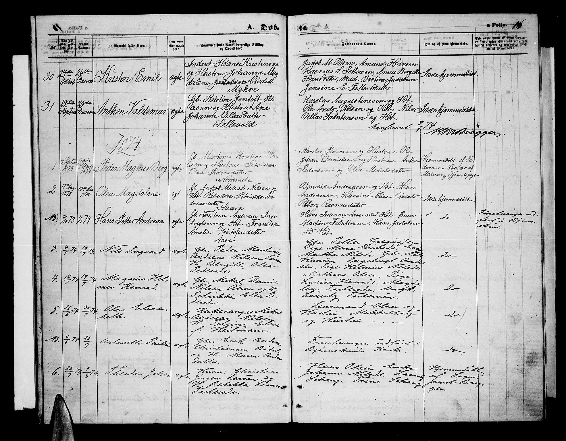 Ministerialprotokoller, klokkerbøker og fødselsregistre - Nordland, AV/SAT-A-1459/897/L1412: Parish register (copy) no. 897C02, 1867-1886, p. 16