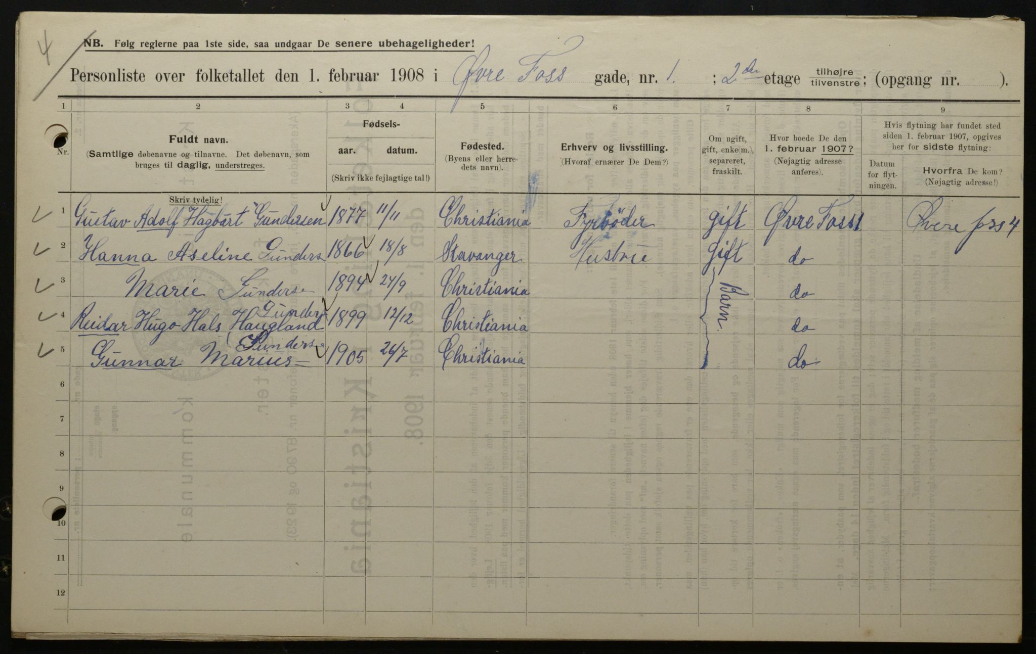 OBA, Municipal Census 1908 for Kristiania, 1908, p. 116242