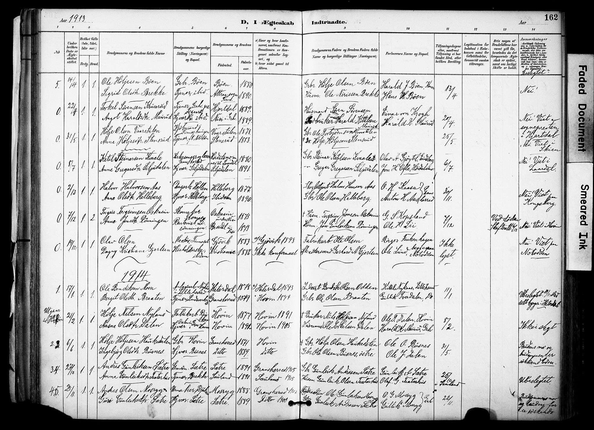 Gransherad kirkebøker, SAKO/A-267/F/Fa/L0005: Parish register (official) no. I 5, 1887-1916, p. 162