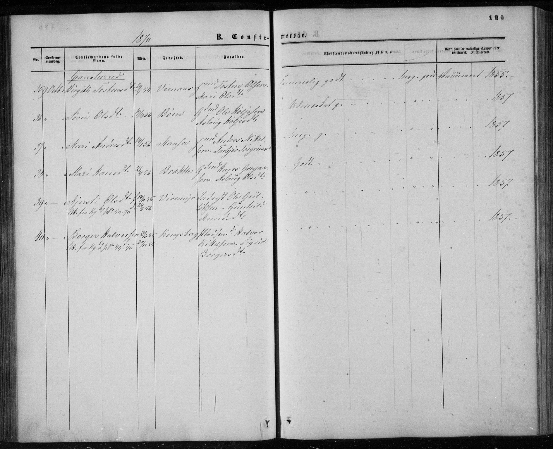 Gransherad kirkebøker, AV/SAKO-A-267/F/Fa/L0003: Parish register (official) no. I 3, 1859-1870, p. 120