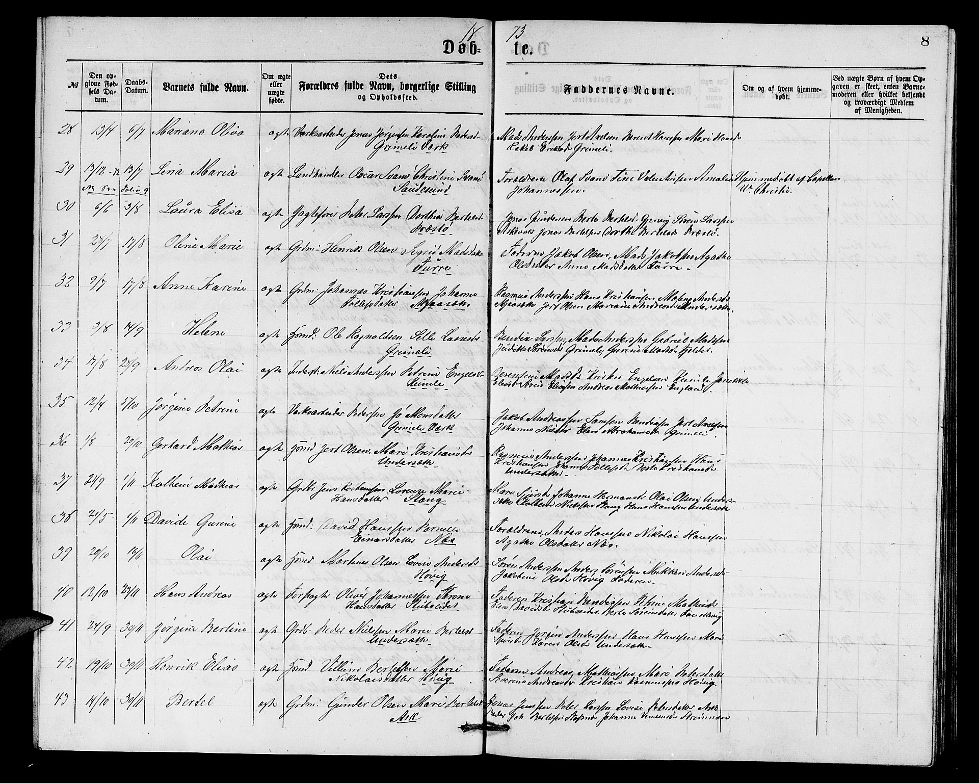 Askvoll sokneprestembete, AV/SAB-A-79501/H/Hab/Haba/L0002: Parish register (copy) no. A 2, 1873-1885, p. 8