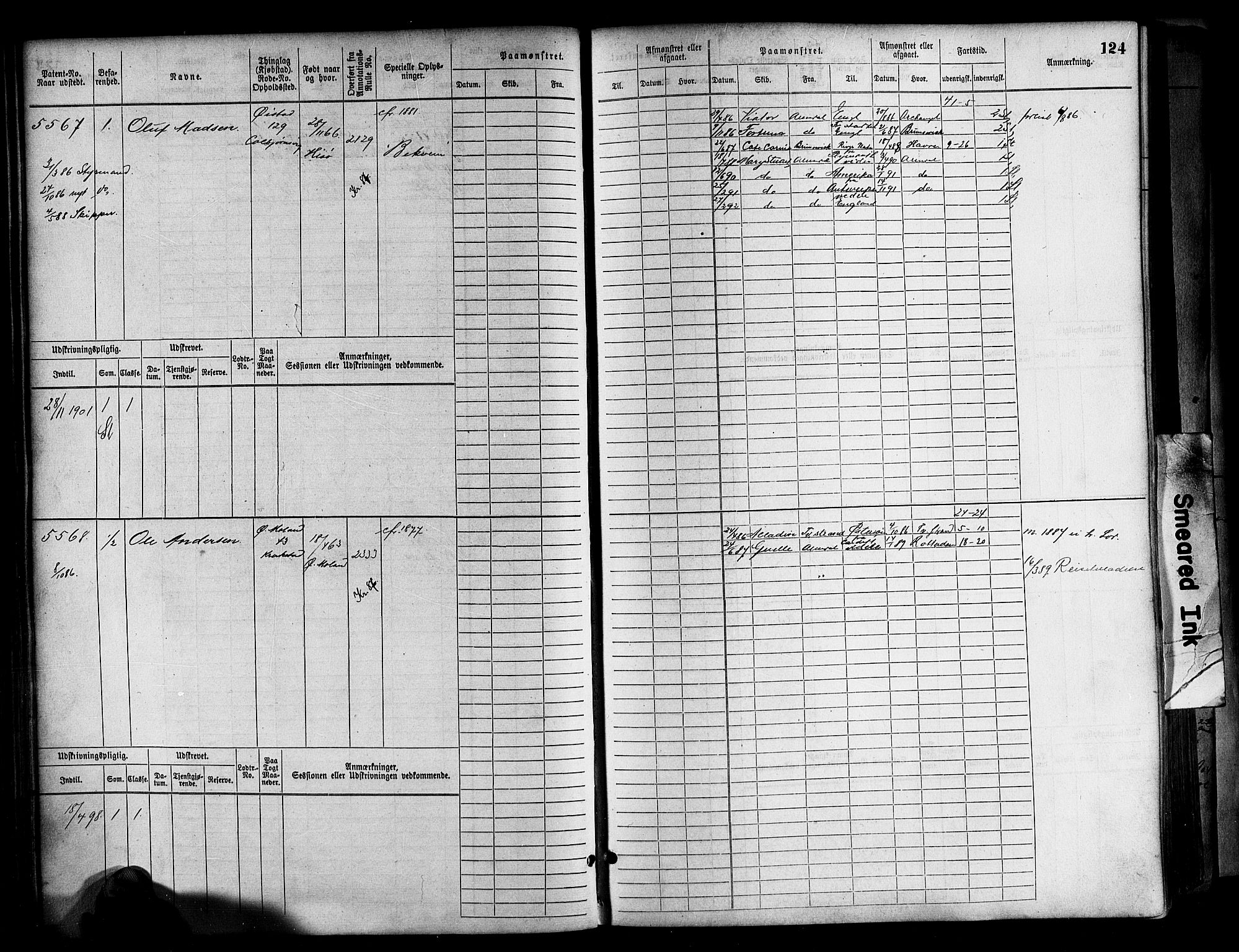 Arendal mønstringskrets, AV/SAK-2031-0012/F/Fb/L0017: Hovedrulle A nr 5323-6076, S-15, 1884-1892, p. 124