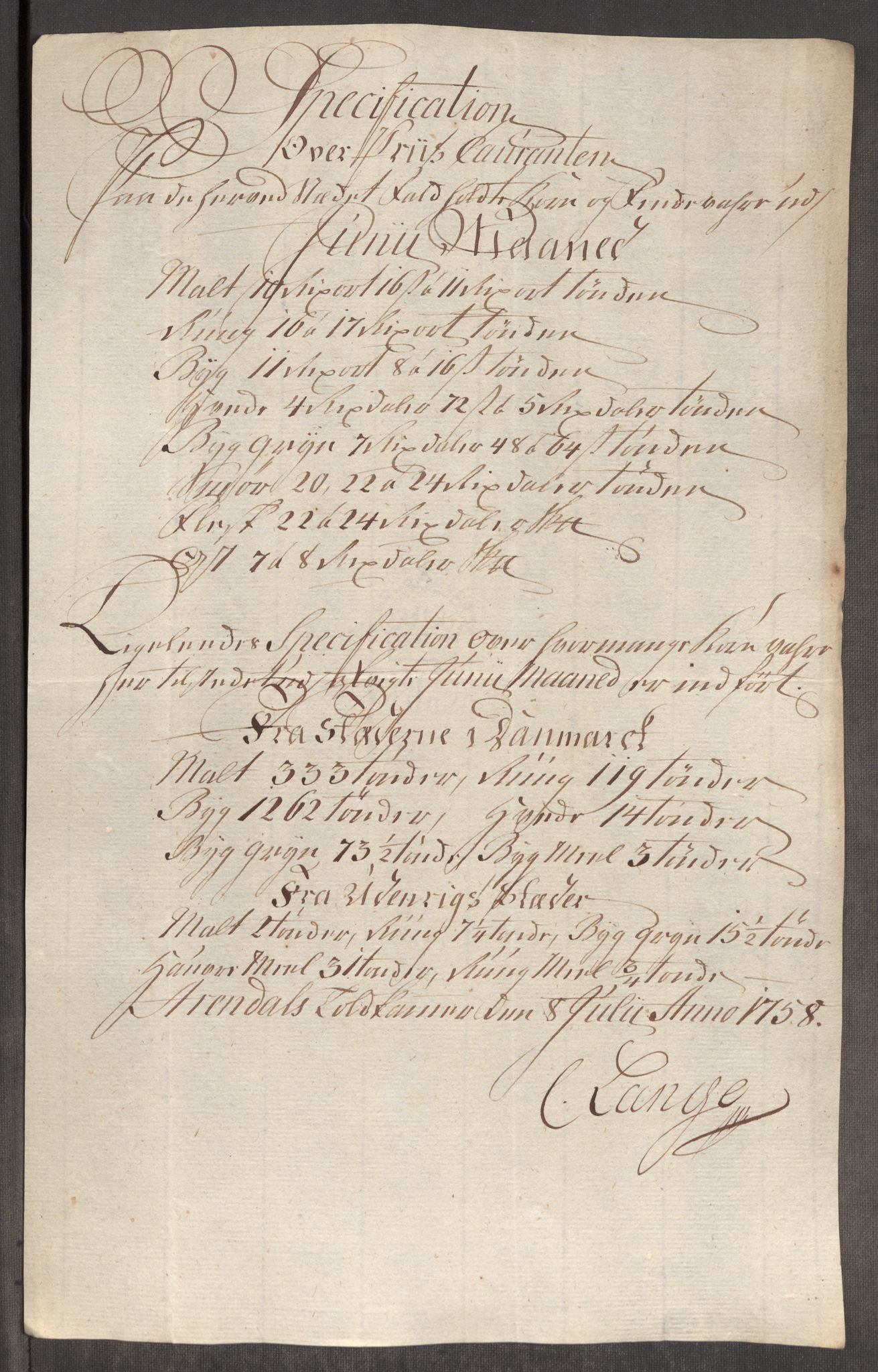 Rentekammeret inntil 1814, Realistisk ordnet avdeling, AV/RA-EA-4070/Oe/L0006: [Ø1]: Priskuranter, 1758-1760, p. 259