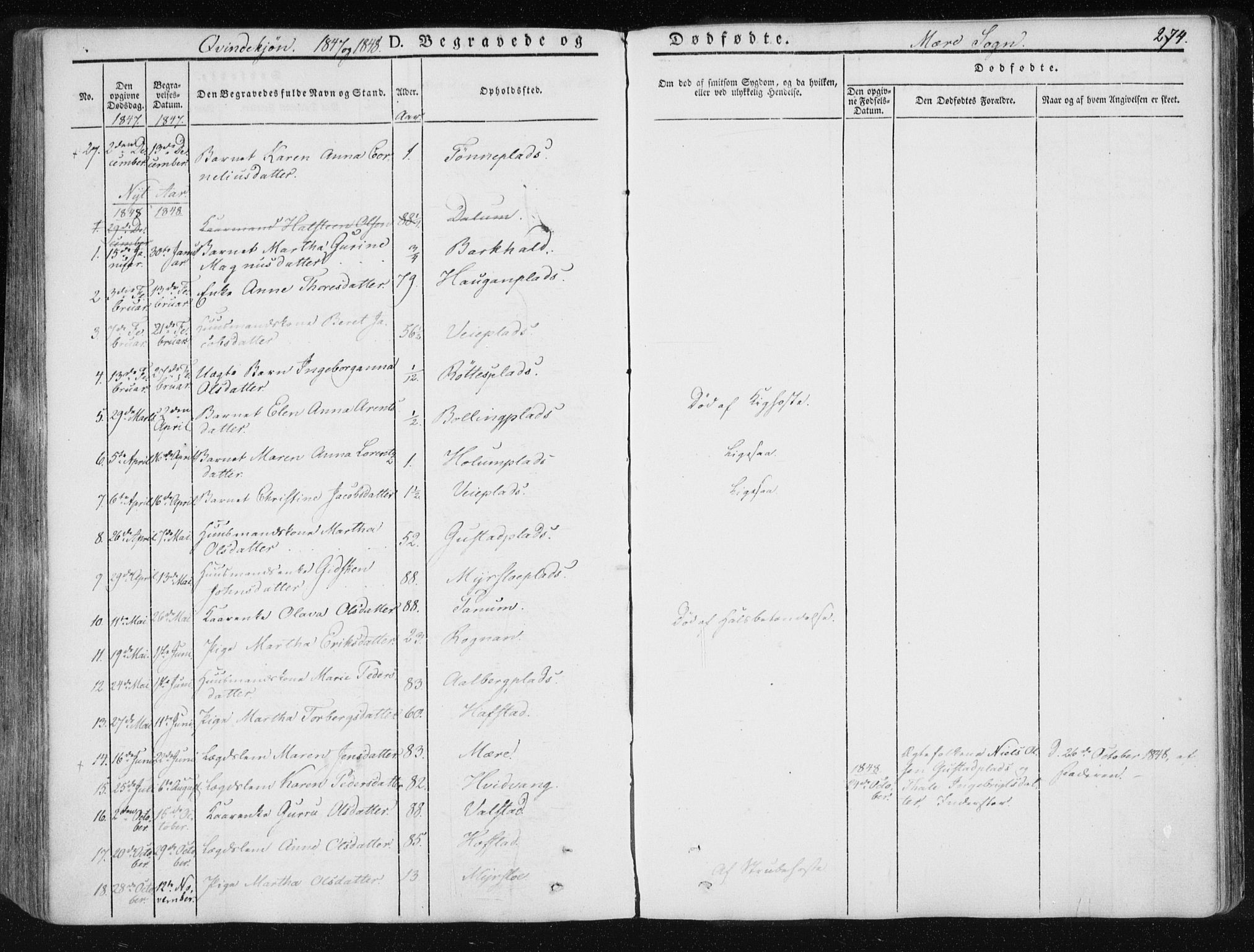 Ministerialprotokoller, klokkerbøker og fødselsregistre - Nord-Trøndelag, SAT/A-1458/735/L0339: Parish register (official) no. 735A06 /1, 1836-1848, p. 274