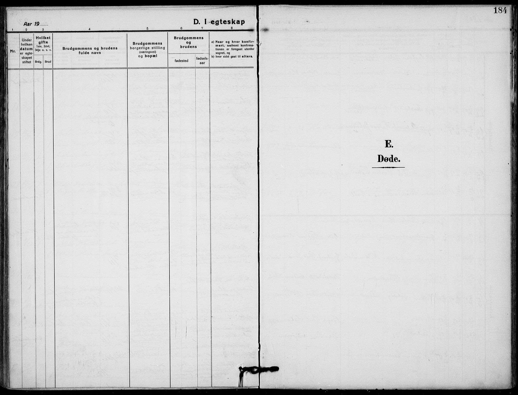 Holla kirkebøker, SAKO/A-272/F/Fa/L0012: Parish register (official) no. 12, 1907-1923, p. 184