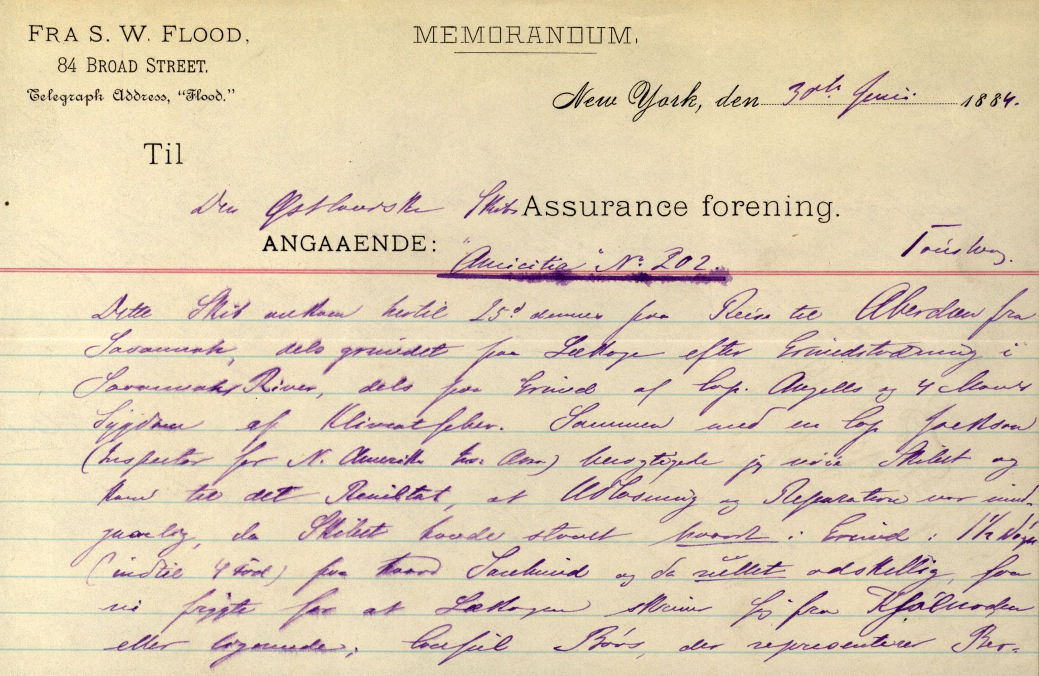 Pa 63 - Østlandske skibsassuranceforening, VEMU/A-1079/G/Ga/L0017/0011: Havaridokumenter / Andover, Amicitia, Bratsberg, Ganger Rolf, 1884, p. 5