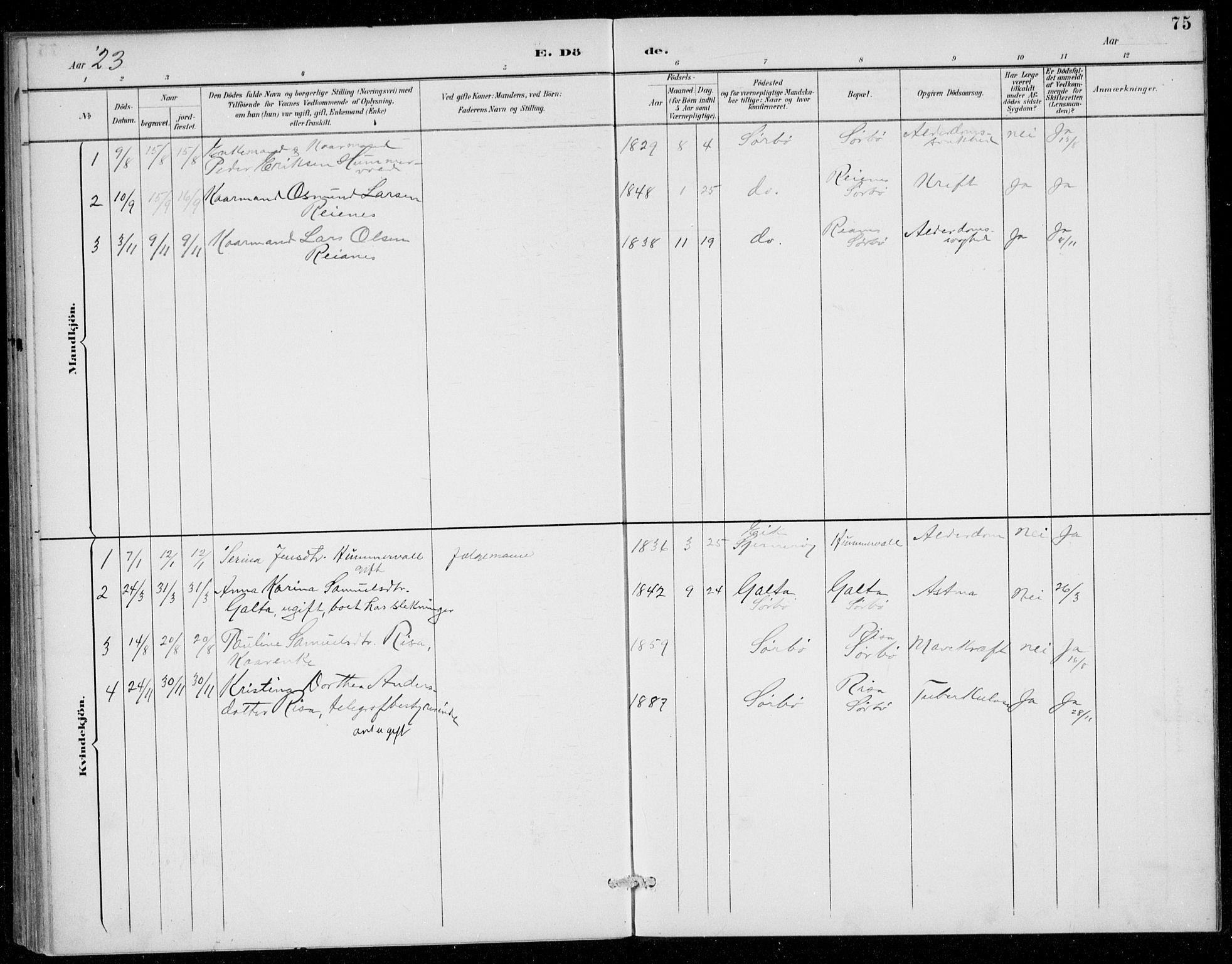Rennesøy sokneprestkontor, SAST/A -101827/H/Ha/Haa/L0016: Parish register (official) no. A 16, 1891-1924, p. 75