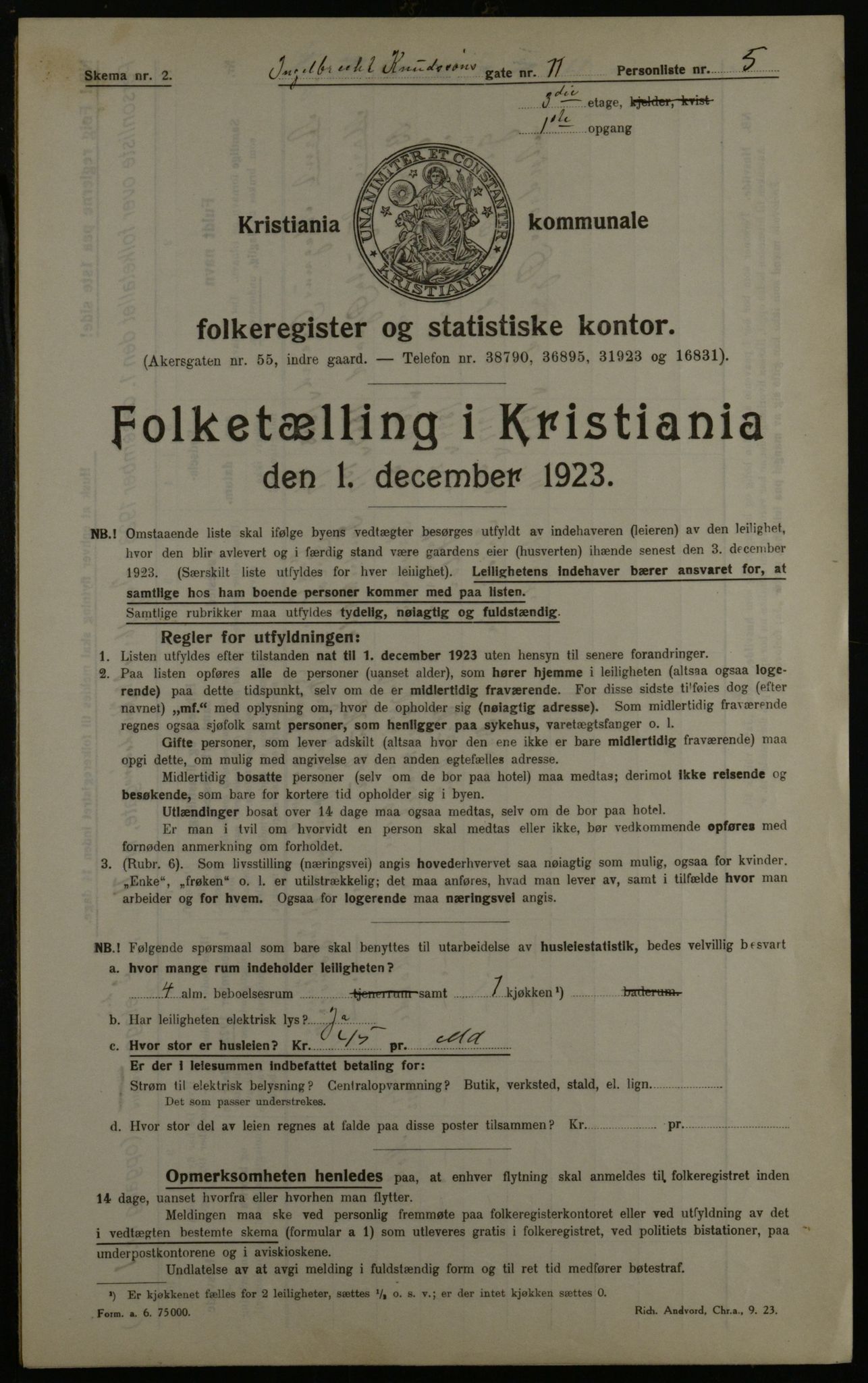 OBA, Municipal Census 1923 for Kristiania, 1923, p. 49066