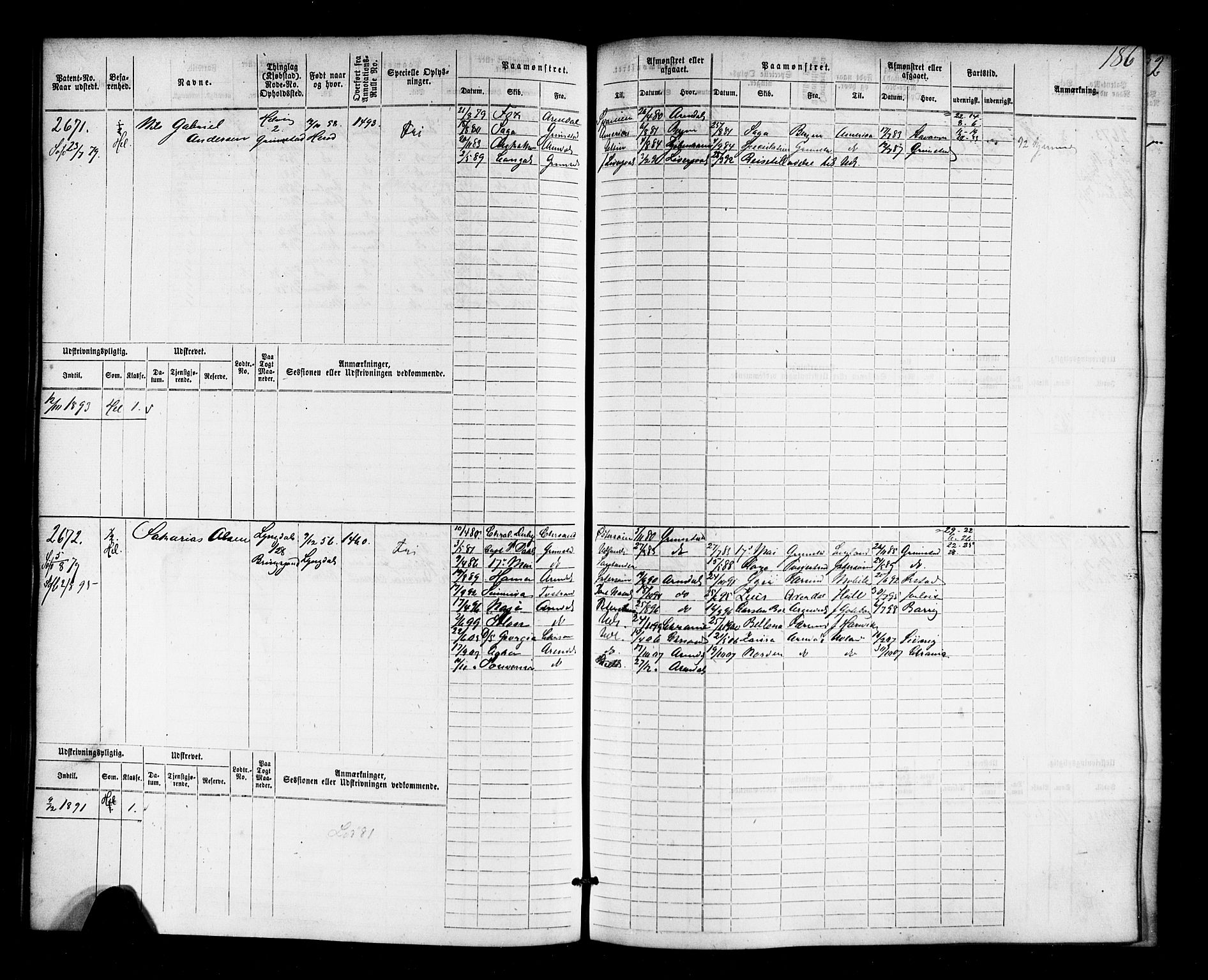 Farsund mønstringskrets, AV/SAK-2031-0017/F/Fb/L0018: Hovedrulle nr 2301-3066, Z-10, 1875-1914, p. 191