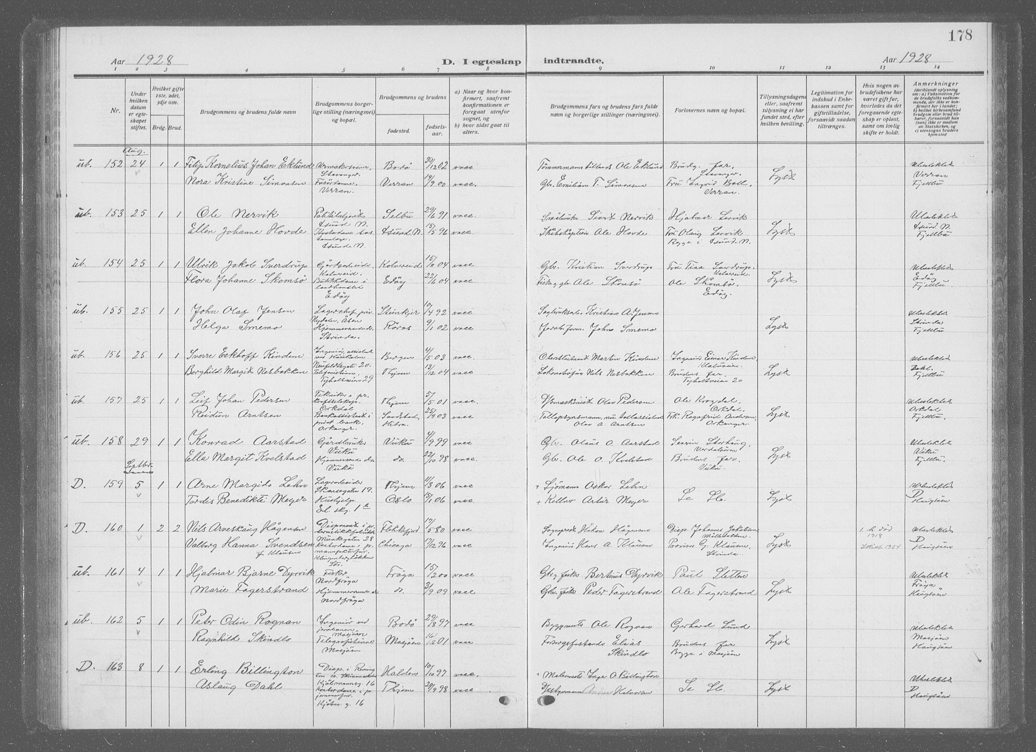 Ministerialprotokoller, klokkerbøker og fødselsregistre - Sør-Trøndelag, AV/SAT-A-1456/601/L0098: Parish register (copy) no. 601C16, 1921-1934, p. 178