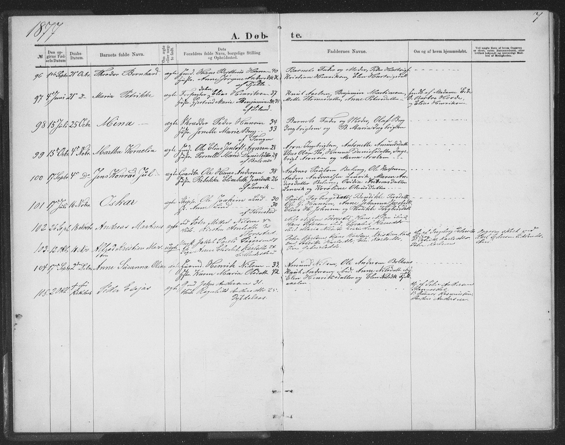 Ministerialprotokoller, klokkerbøker og fødselsregistre - Nordland, AV/SAT-A-1459/863/L0913: Parish register (copy) no. 863C03, 1877-1885, p. 7