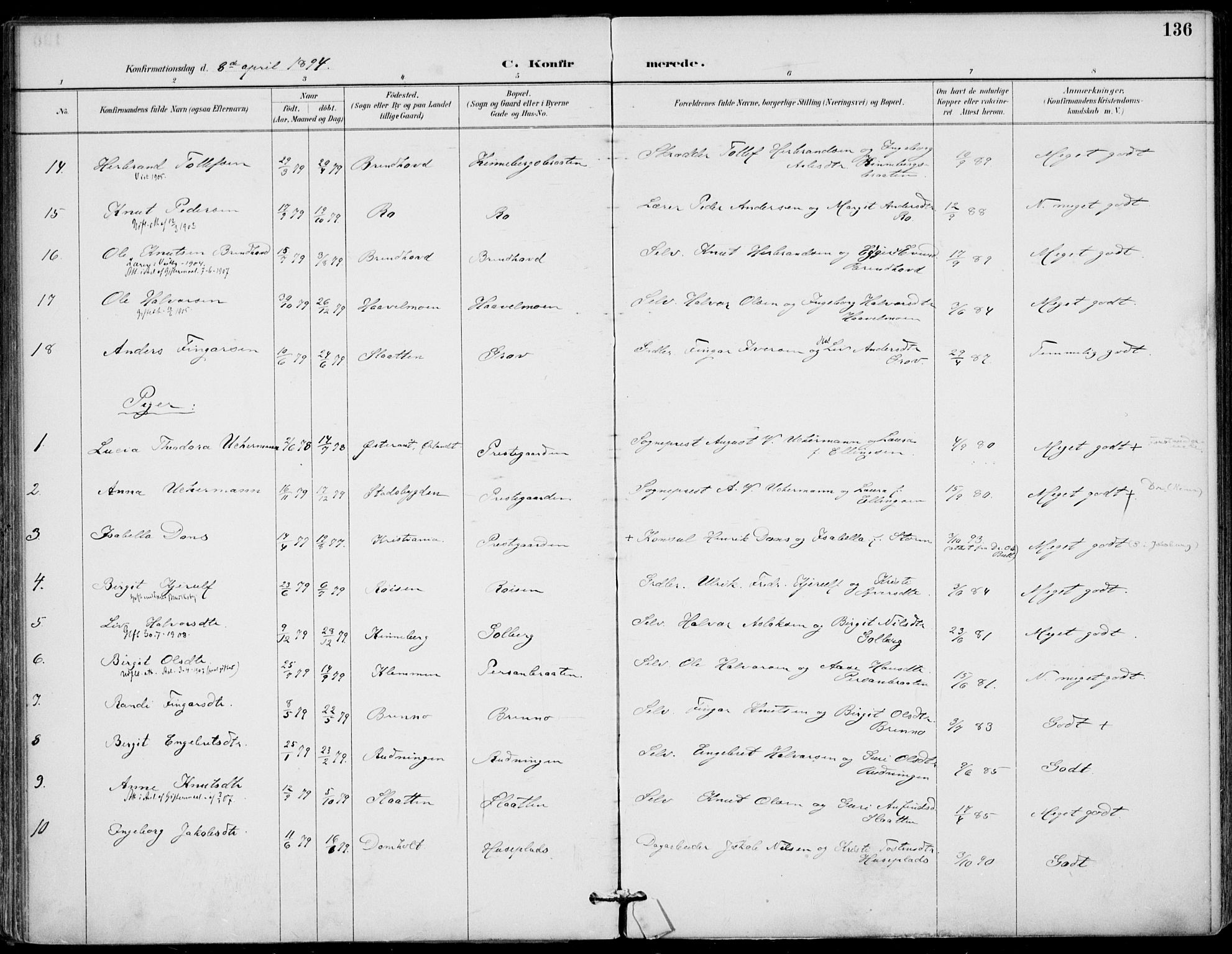 Gol kirkebøker, AV/SAKO-A-226/F/Fa/L0005: Parish register (official) no. I 5, 1887-1900, p. 136