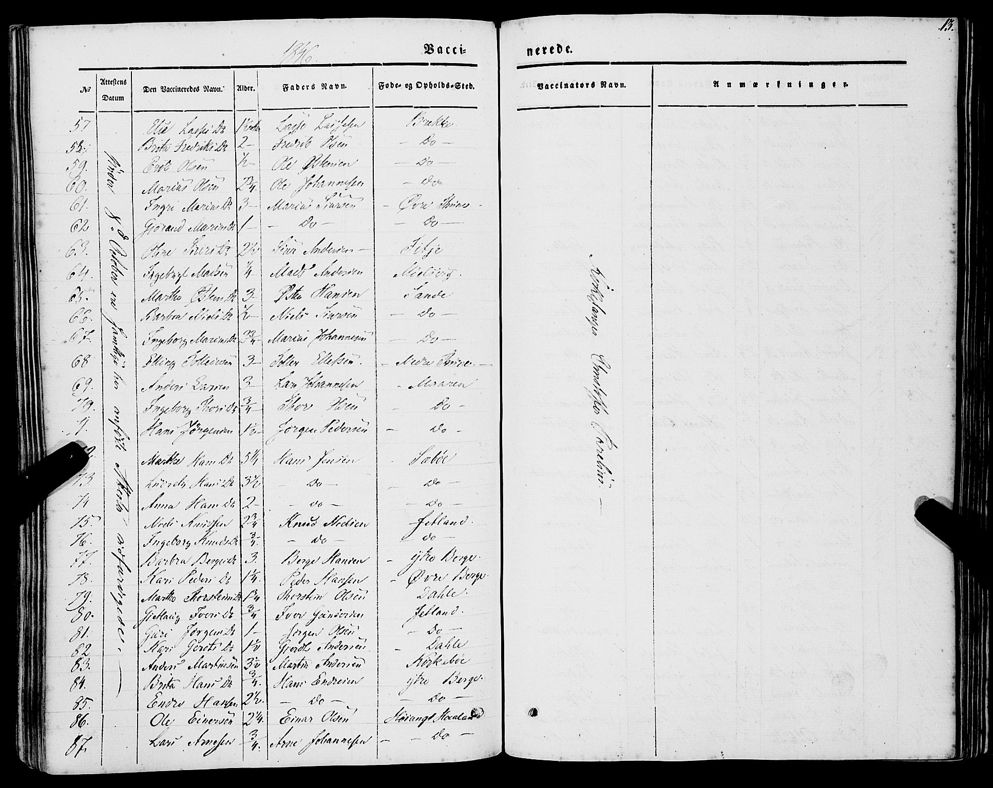 Lavik sokneprestembete, AV/SAB-A-80901: Parish register (official) no. A 3, 1843-1863, p. 13