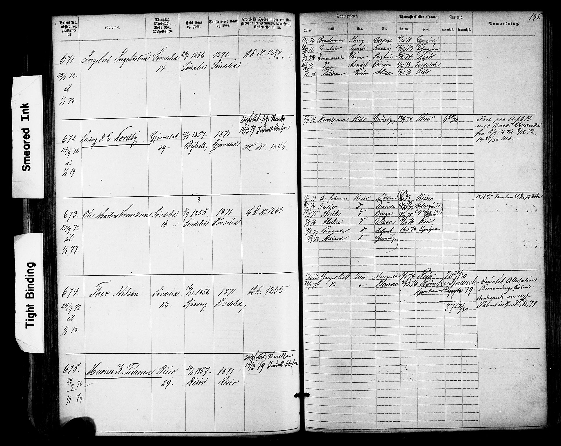 Risør mønstringskrets, AV/SAK-2031-0010/F/Fa/L0003: Annotasjonsrulle nr 1-1913 med register, T-7, 1863-1899, p. 71