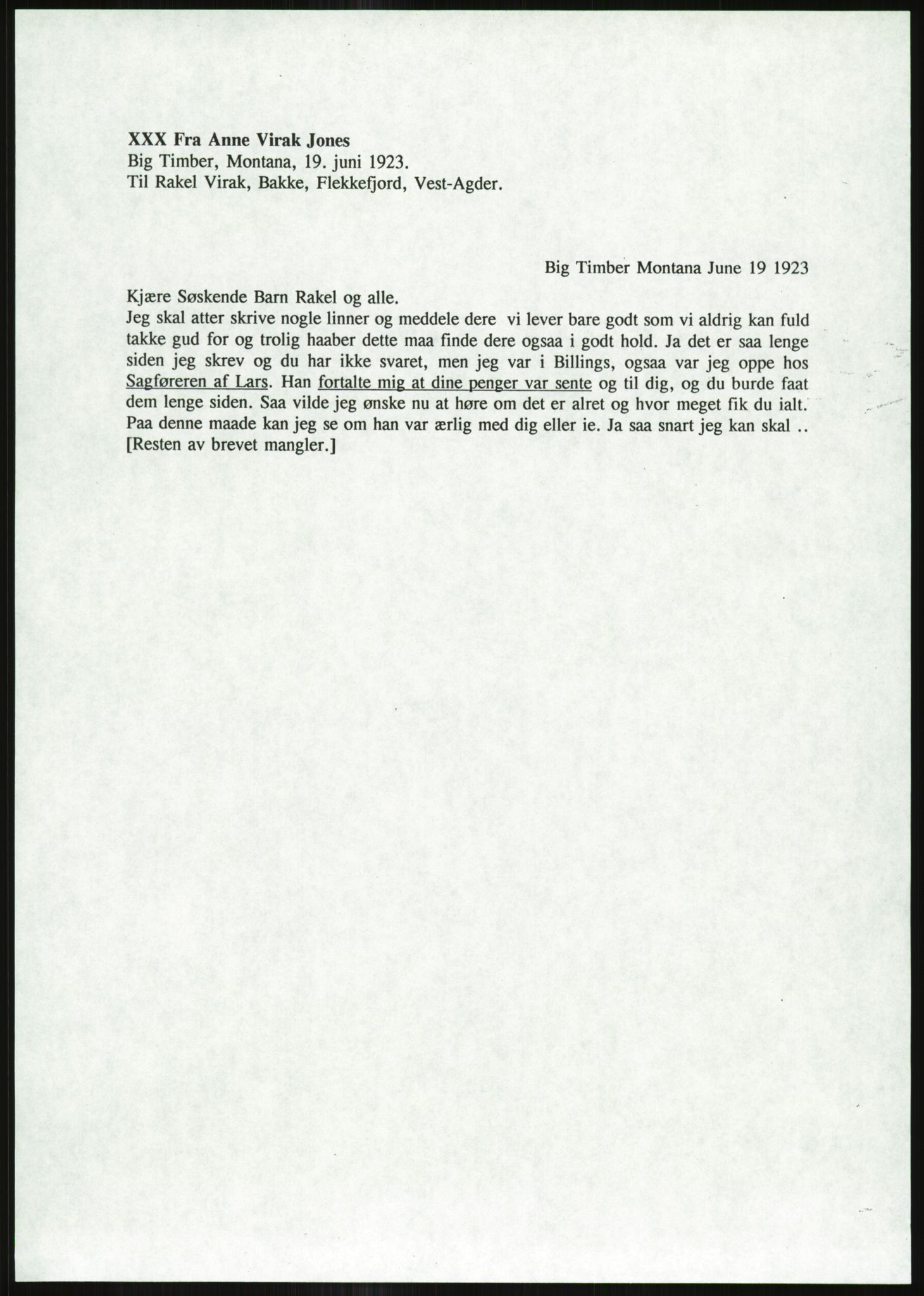 Samlinger til kildeutgivelse, Amerikabrevene, AV/RA-EA-4057/F/L0028: Innlån fra Vest-Agder , 1838-1914, p. 363