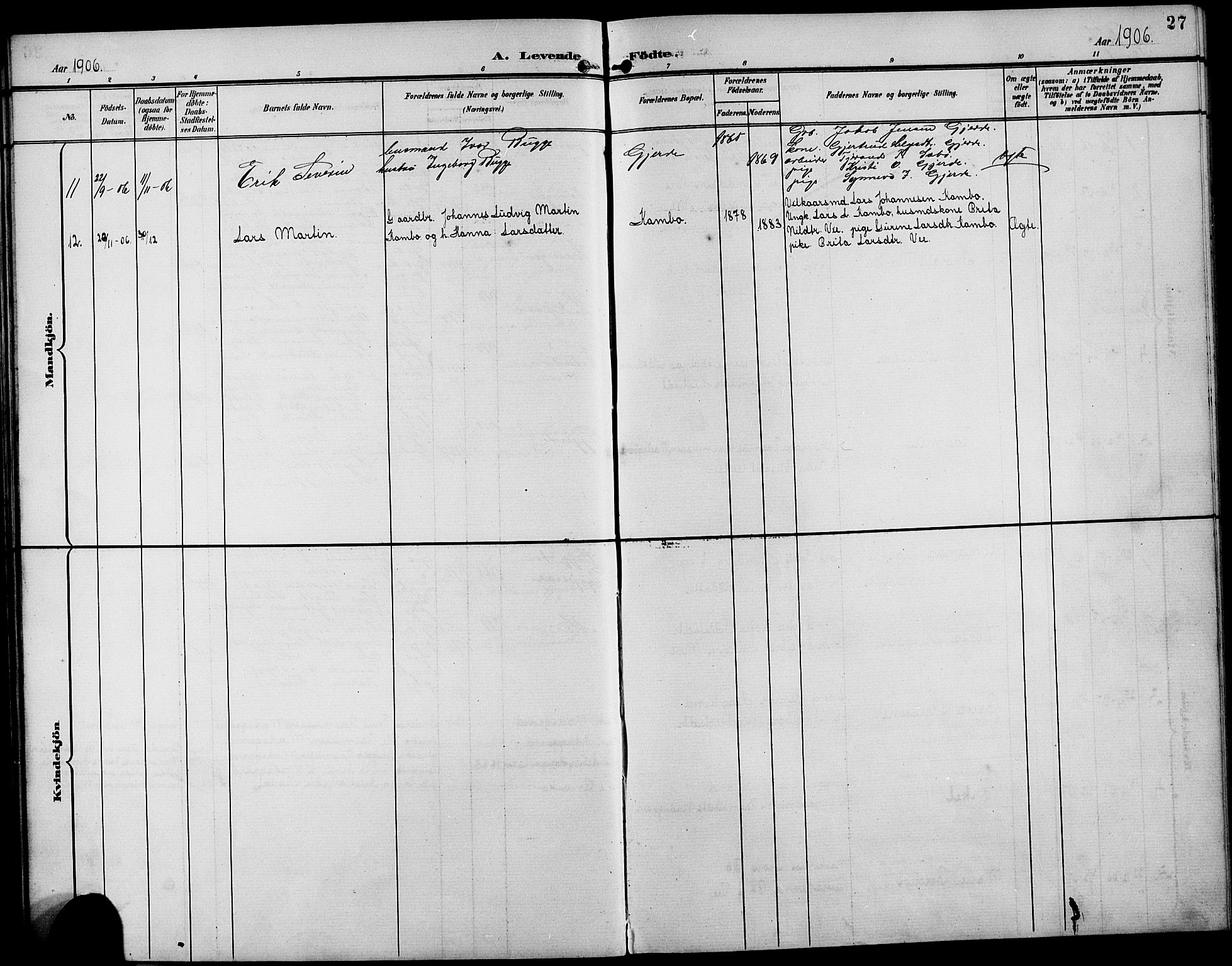 Etne sokneprestembete, AV/SAB-A-75001/H/Hab: Parish register (copy) no. B 5, 1898-1926, p. 27