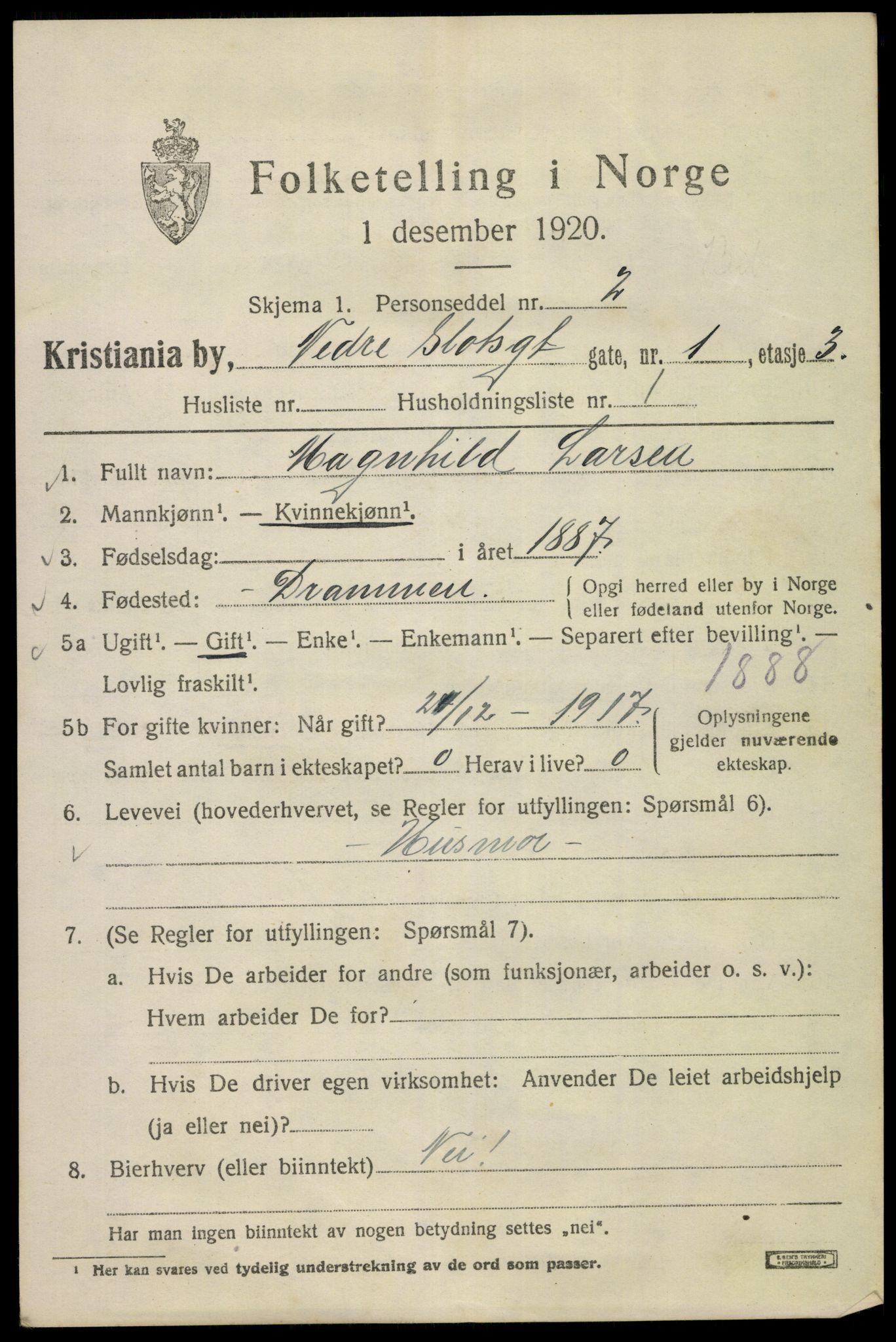 SAO, 1920 census for Kristiania, 1920, p. 410397