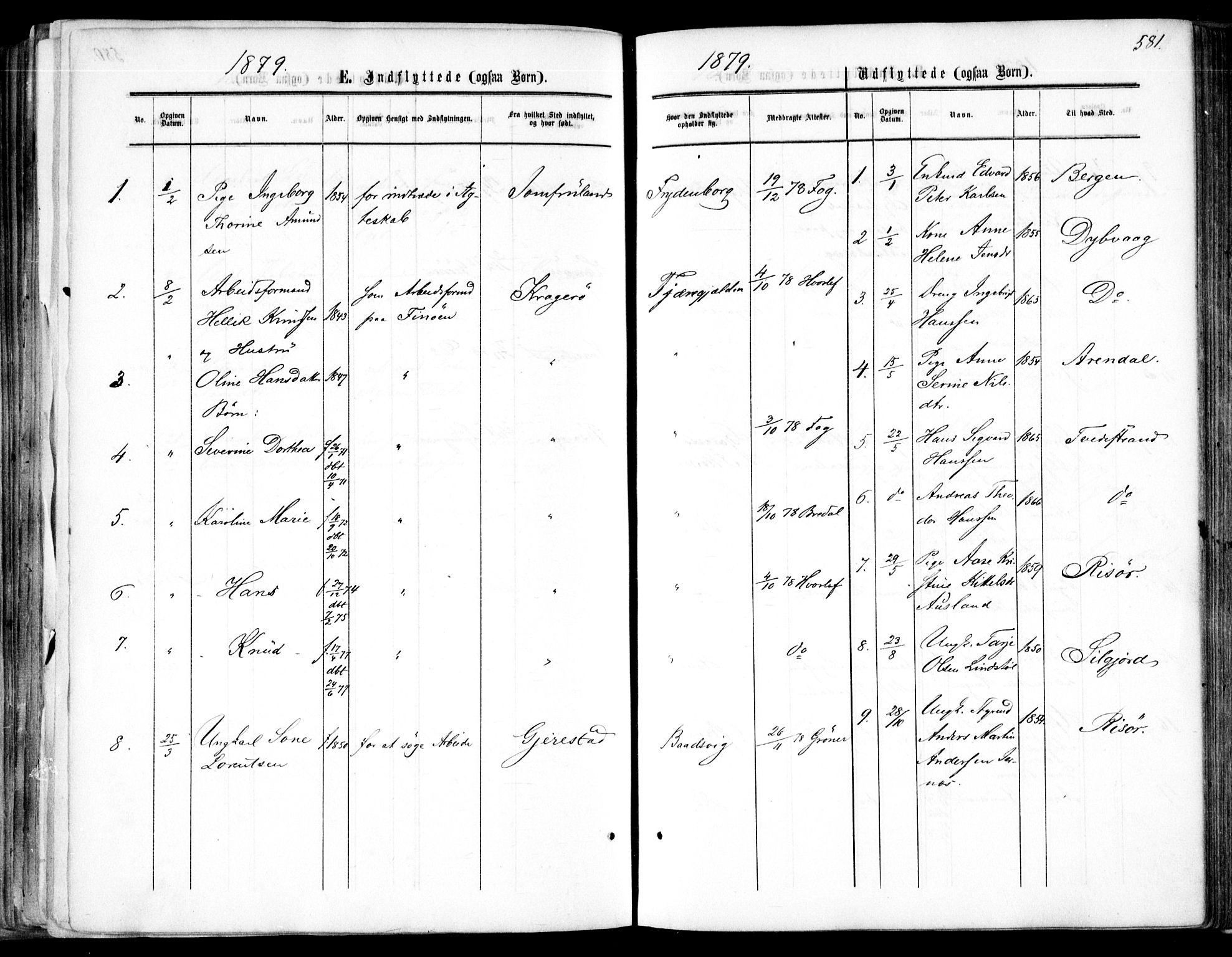 Søndeled sokneprestkontor, AV/SAK-1111-0038/F/Fa/L0003: Parish register (official) no. A 3, 1861-1879, p. 581