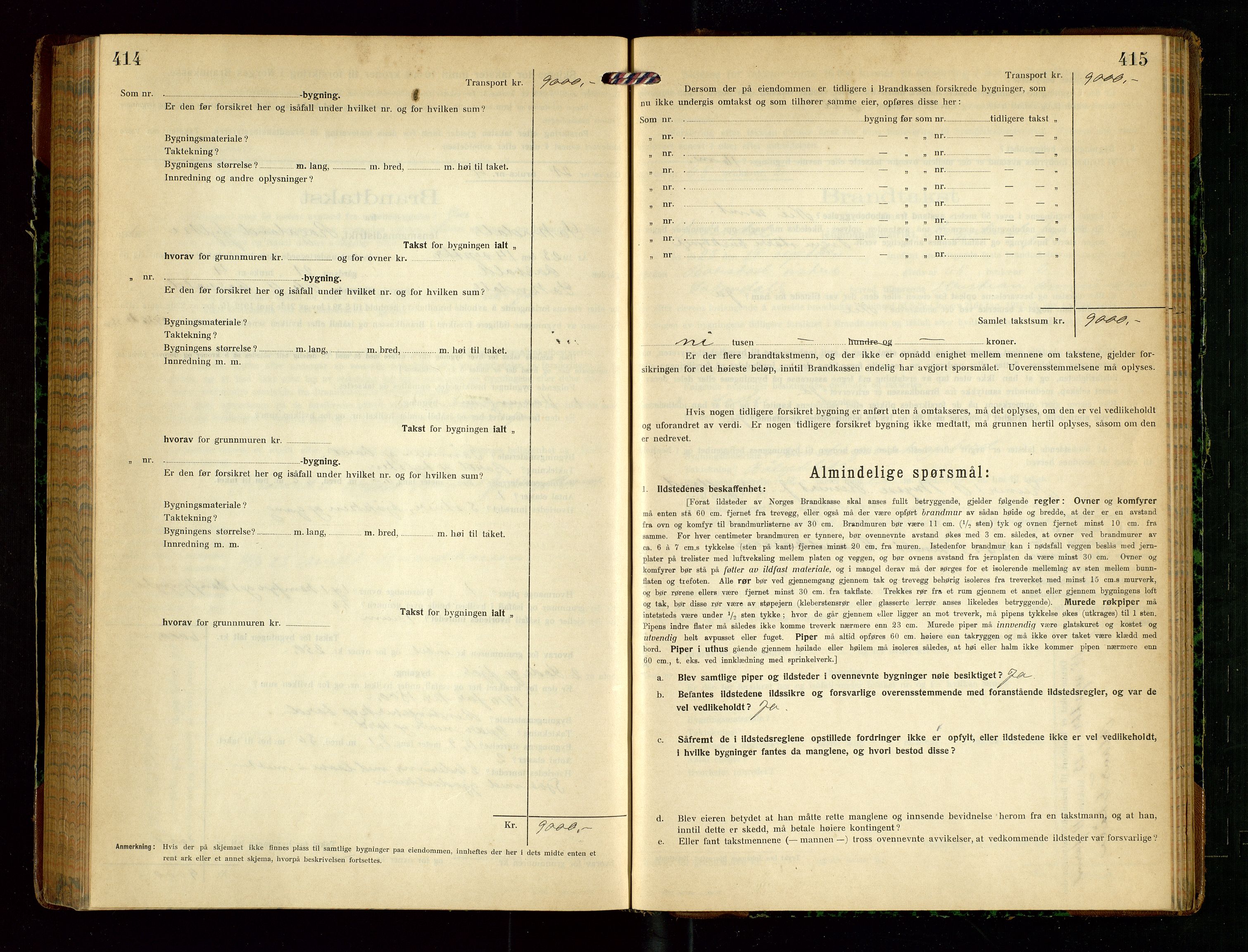 Sokndal lensmannskontor, AV/SAST-A-100417/Gob/L0005: "Brandtakst-Protokol", 1920-1924, p. 414-415