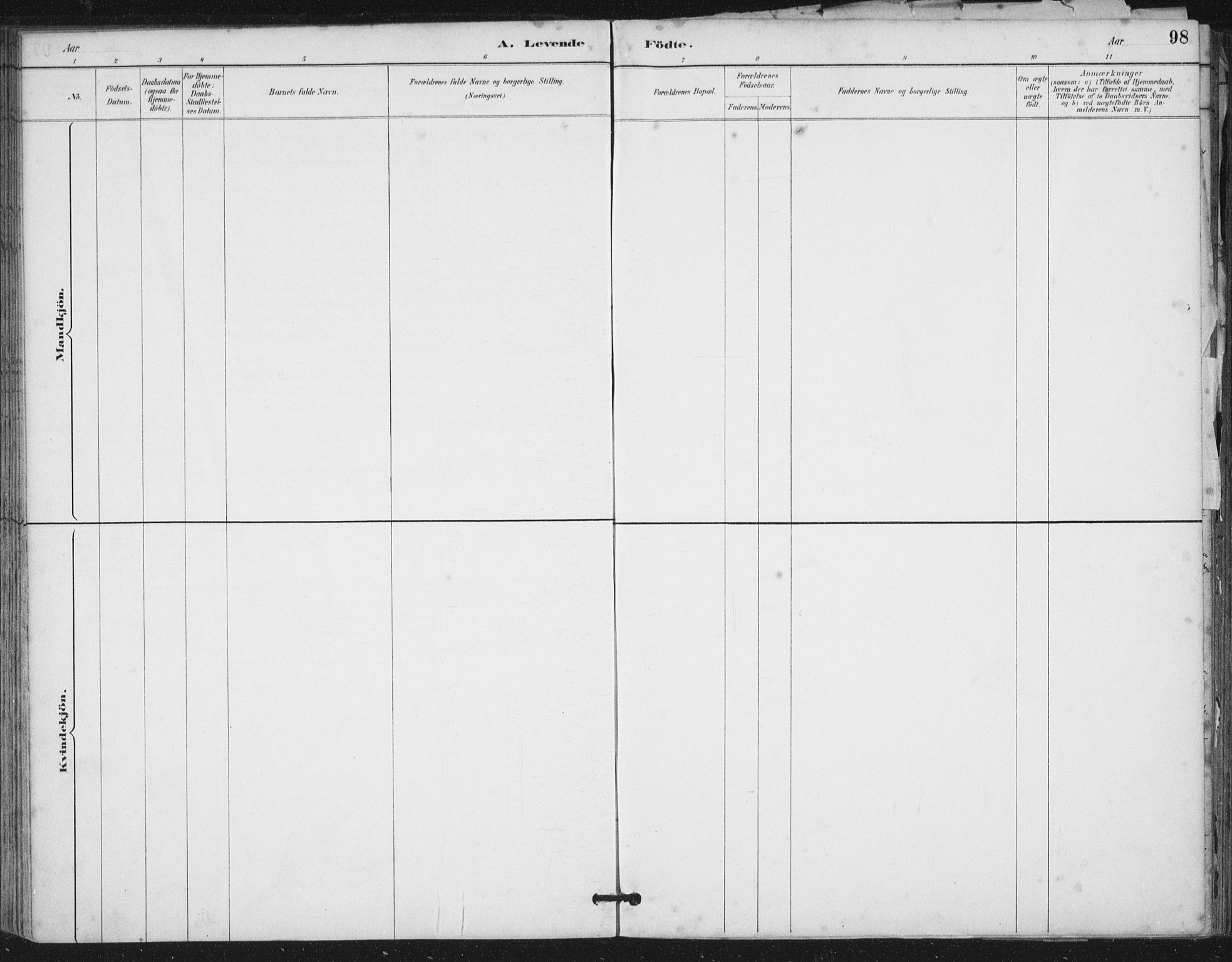 Ministerialprotokoller, klokkerbøker og fødselsregistre - Møre og Romsdal, SAT/A-1454/503/L0037: Parish register (official) no. 503A05, 1884-1900, p. 98