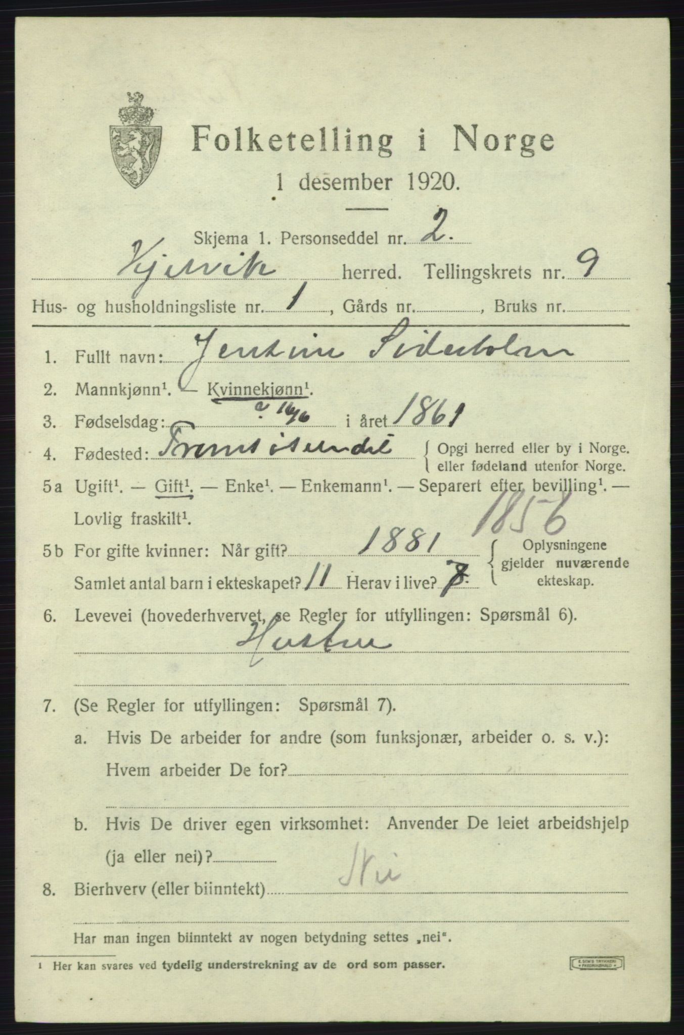 SATØ, 1920 census for Kjelvik, 1920, p. 7025