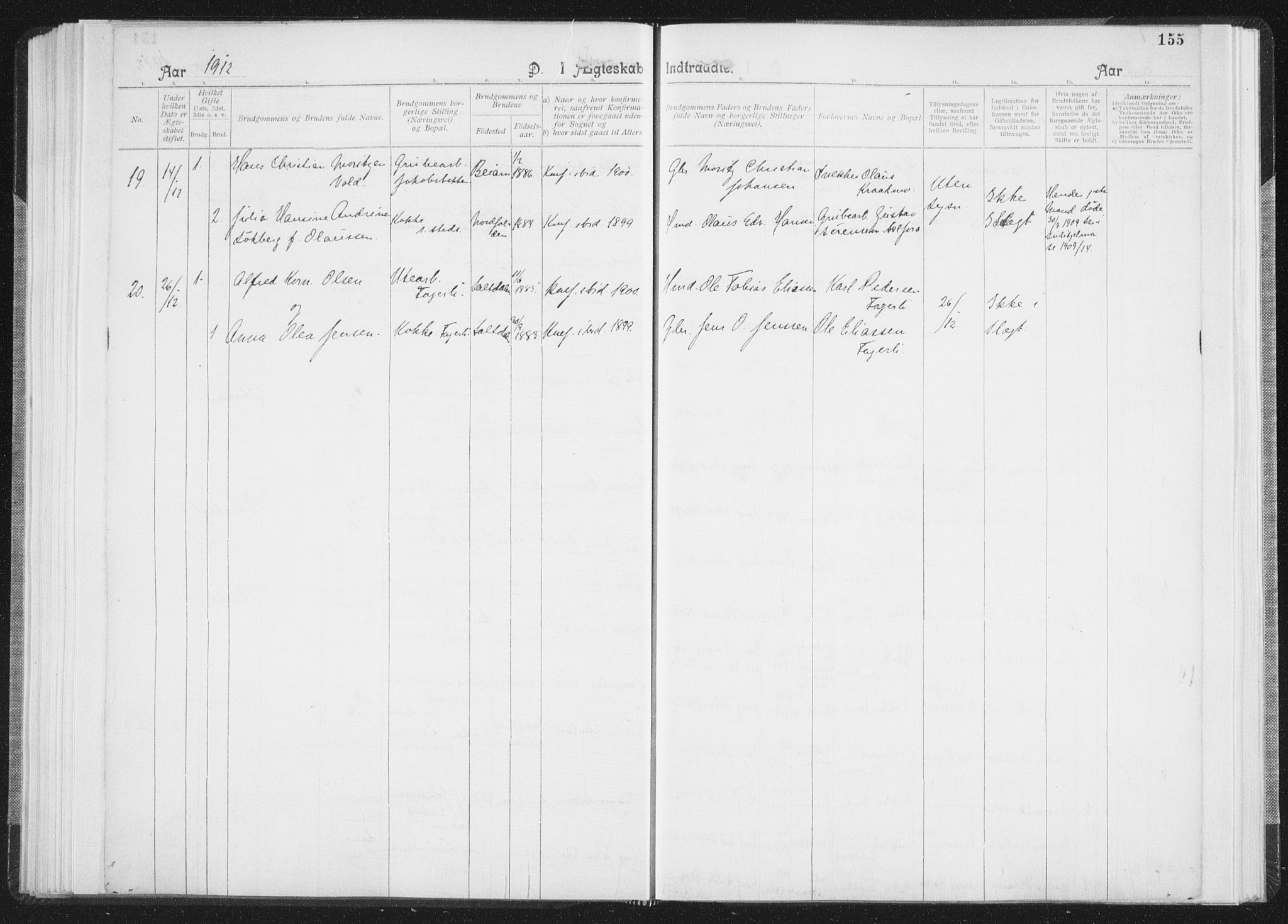Ministerialprotokoller, klokkerbøker og fødselsregistre - Nordland, SAT/A-1459/850/L0711: Curate's parish register no. 850B01, 1902-1915, p. 155