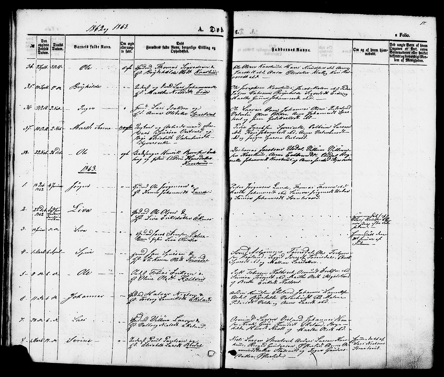 Skjold sokneprestkontor, AV/SAST-A-101847/H/Ha/Haa/L0007: Parish register (official) no. A 7, 1857-1882, p. 17