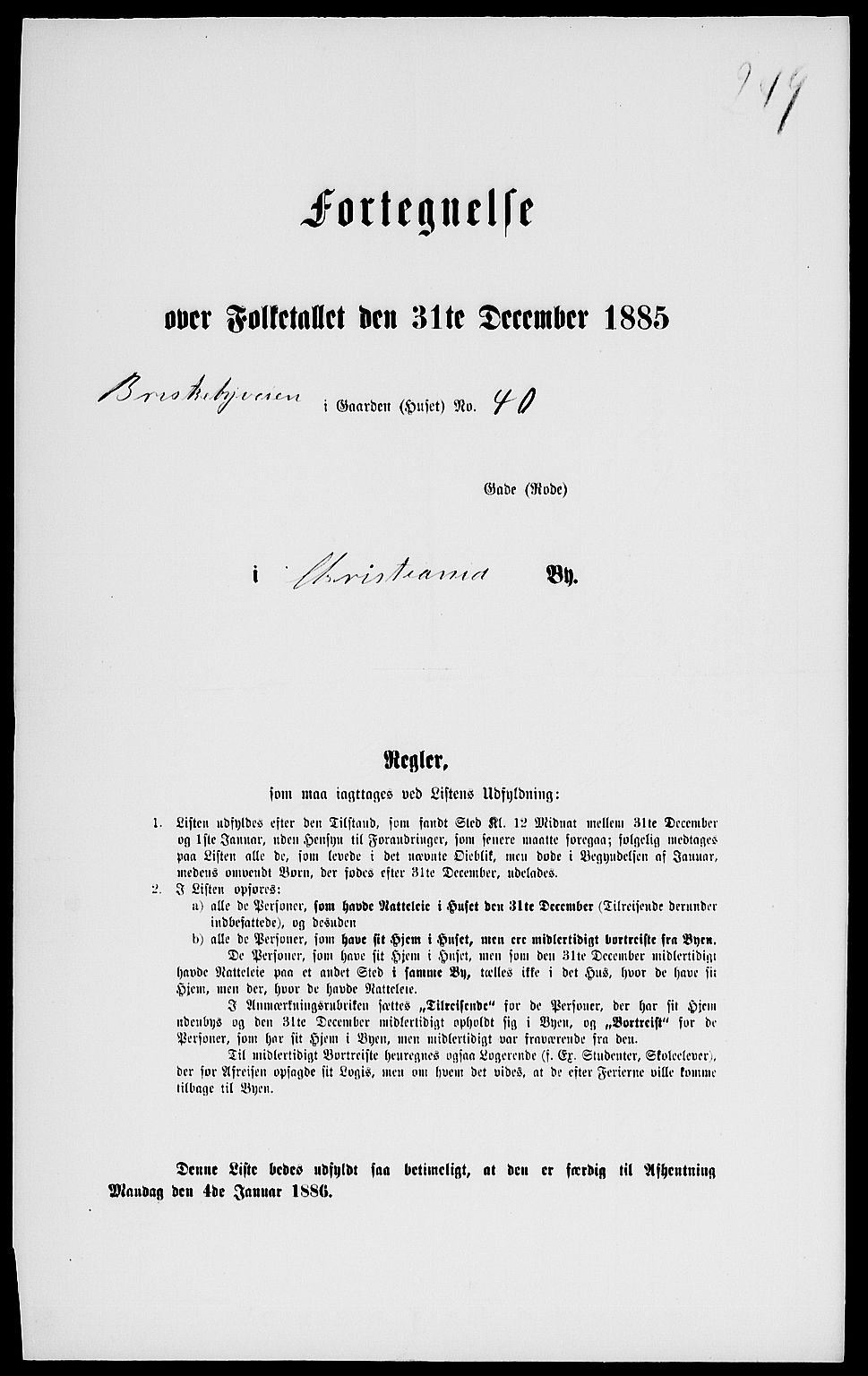 RA, 1885 census for 0301 Kristiania, 1885, p. 5305