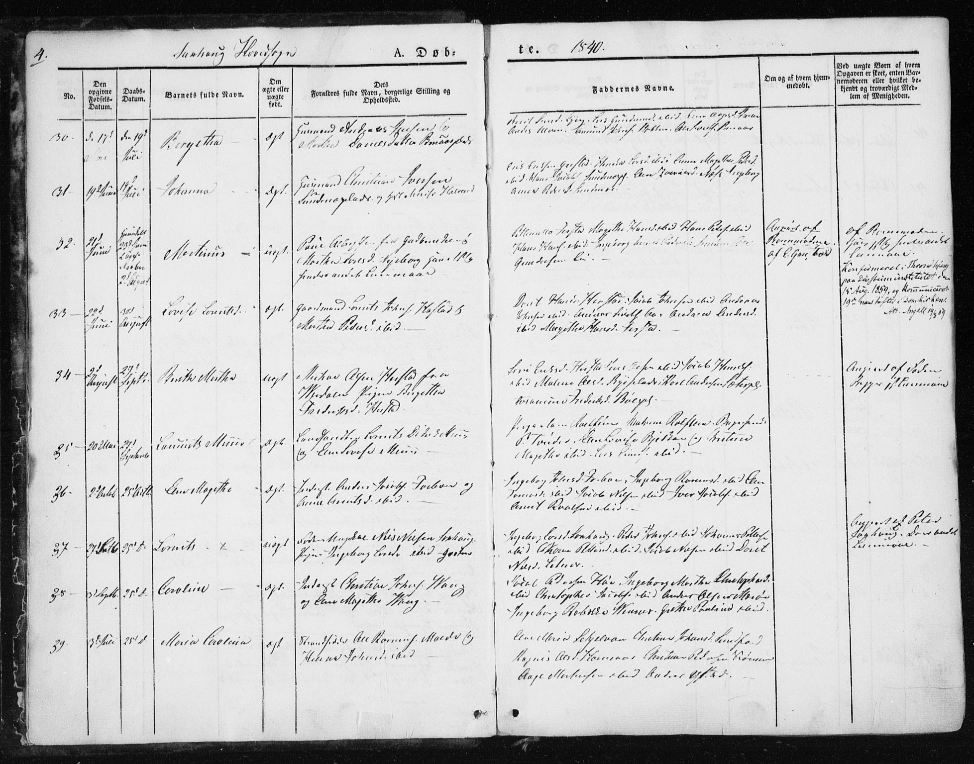 Ministerialprotokoller, klokkerbøker og fødselsregistre - Nord-Trøndelag, SAT/A-1458/730/L0280: Parish register (official) no. 730A07 /1, 1840-1854, p. 4